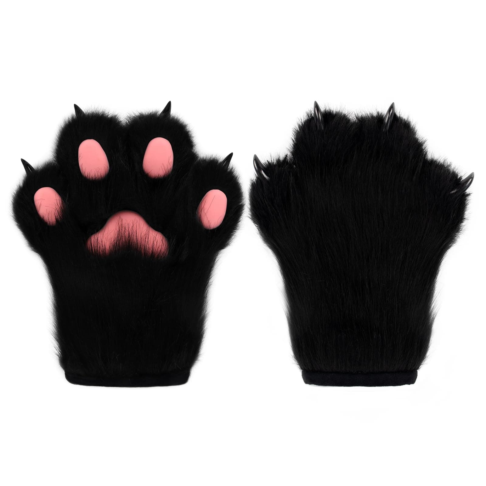 Faux Fur Plush Furry Cat Claw Gloves Fursuit Animal Fox Paws Mittens Halloween Cosplay Costume Accessories for Adult