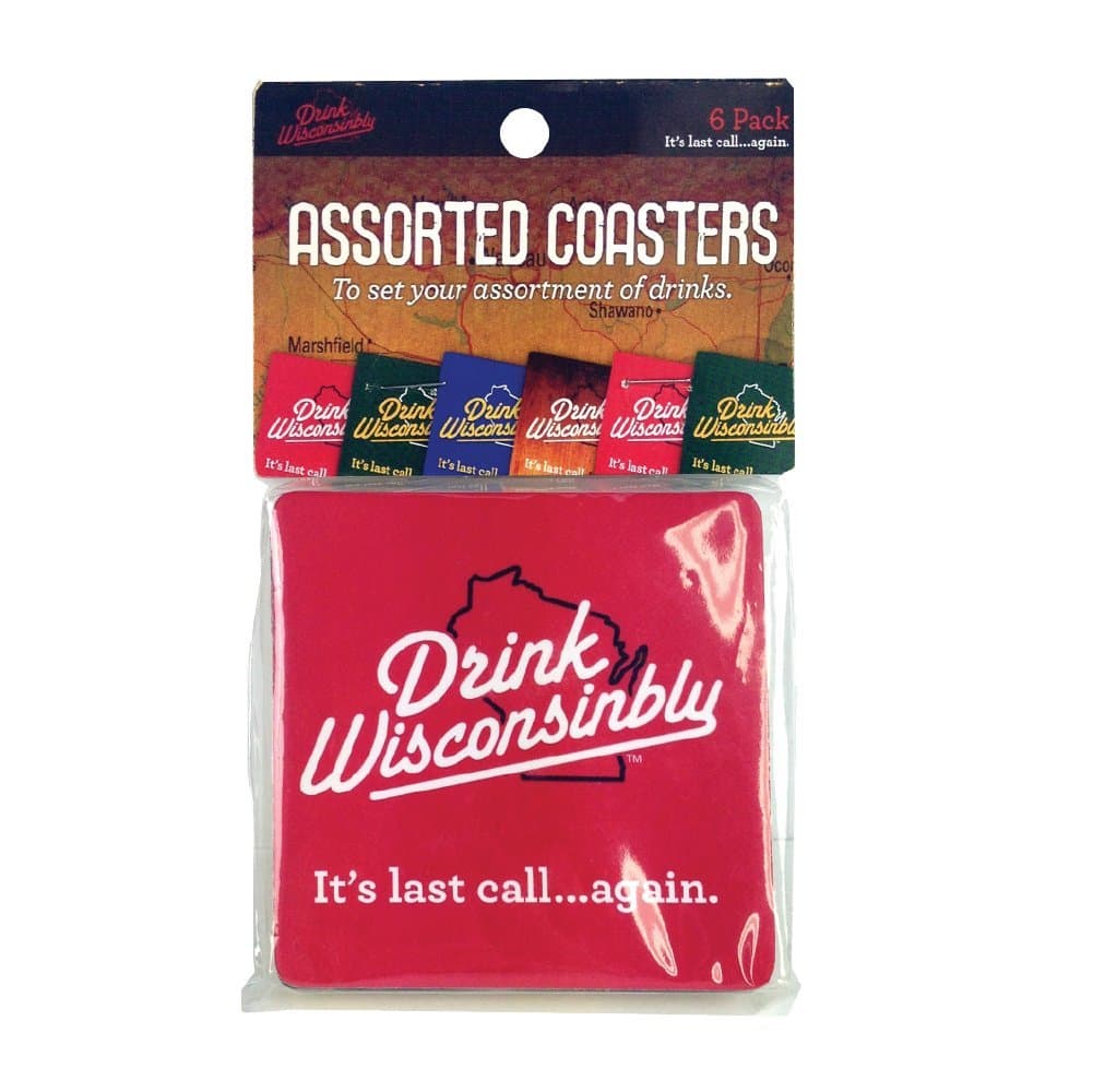 Drink Wisconsinbly Assorted Coasters - 6 Pack