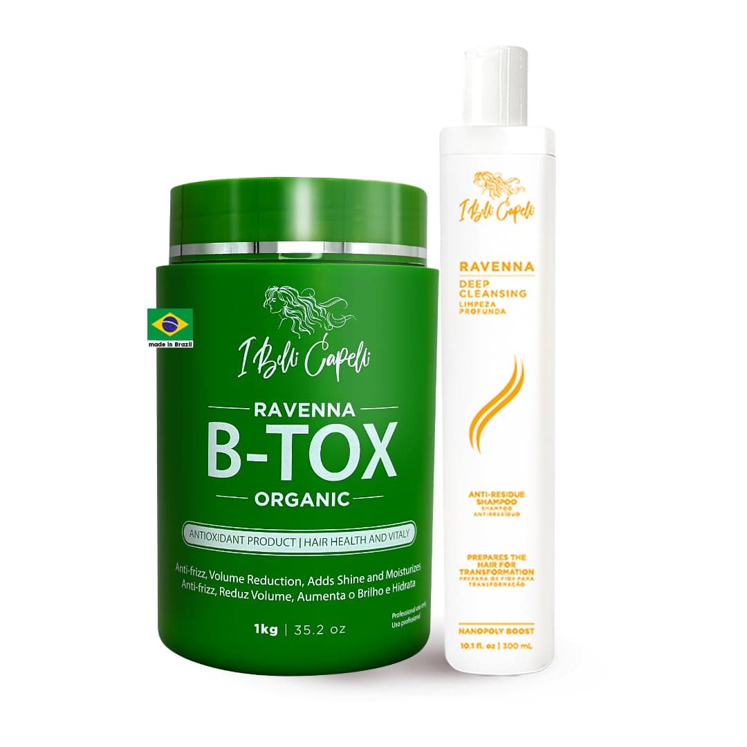 I Belli Capelli Kit Ravenna B-tox Organic 1kg/35.02 oz + Anti-residue Shampoo Deep Cleansing 300ml/10.1 fl.oz