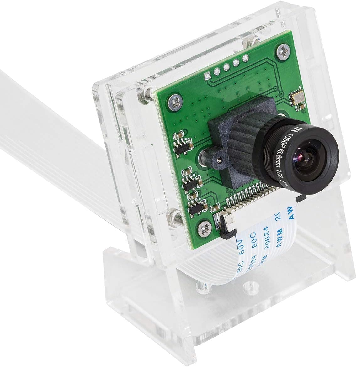 for Raspberry Pi Camera Module with Case, OV5647 Sensor Adjustable and Interchangeable Lens M12 Board, Focus and Angle Enhancement for Raspberry Pi 5/4/3/3 B+, and More
