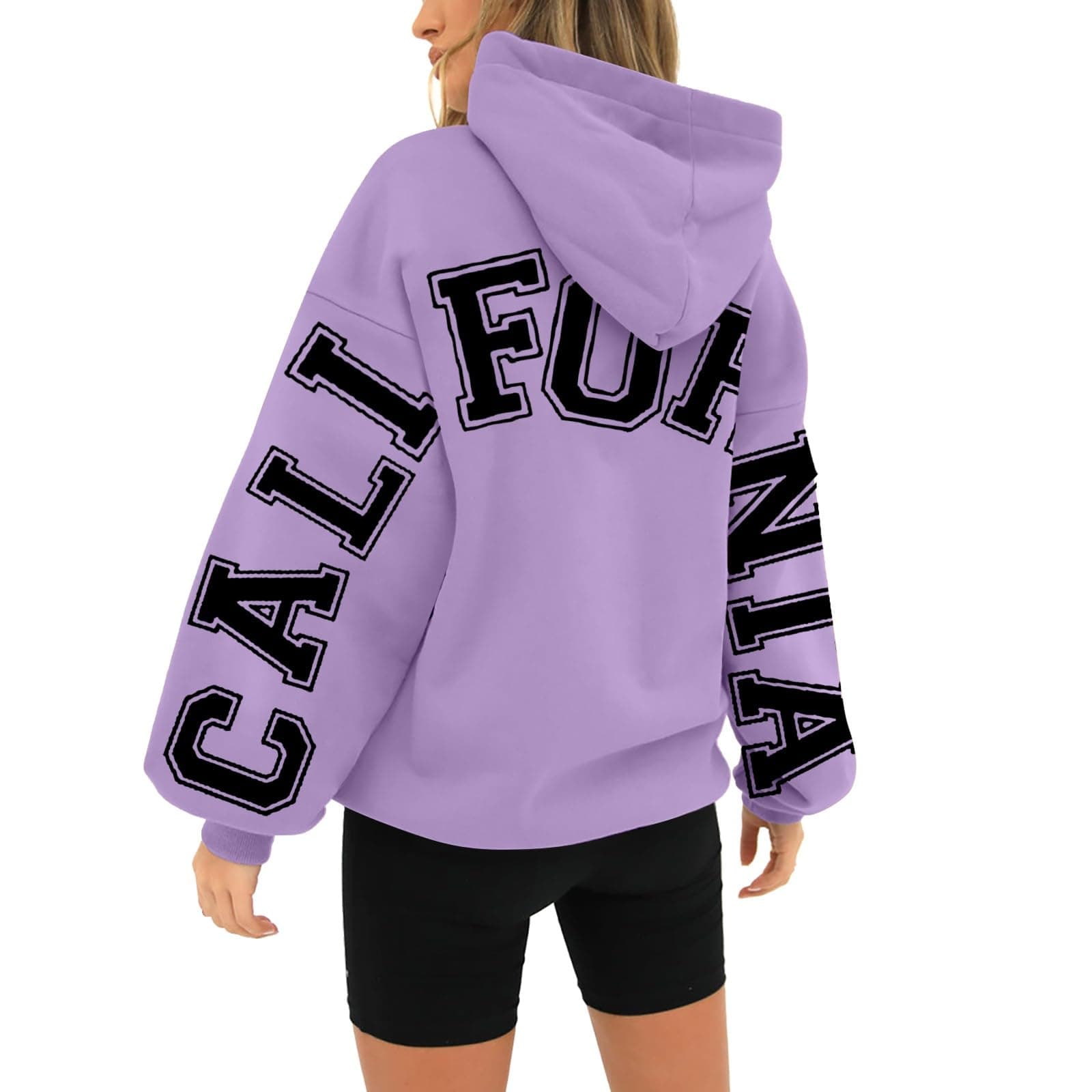 WLHBFWomen's Trendy Hoodie Long Sleeved Pullover Zipperless Letters Printed Sweatshirt Loose Comfy Tunic Autumn Winter Warm Tops