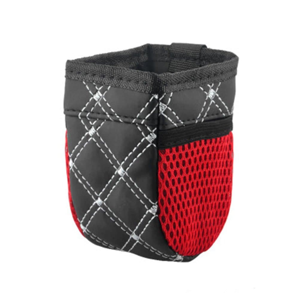Car Air Vent Bag Organiser Pouch with 2 Side Pockets for Cell Phones Keys Credit Cards Pens Gadgets, White Stitches