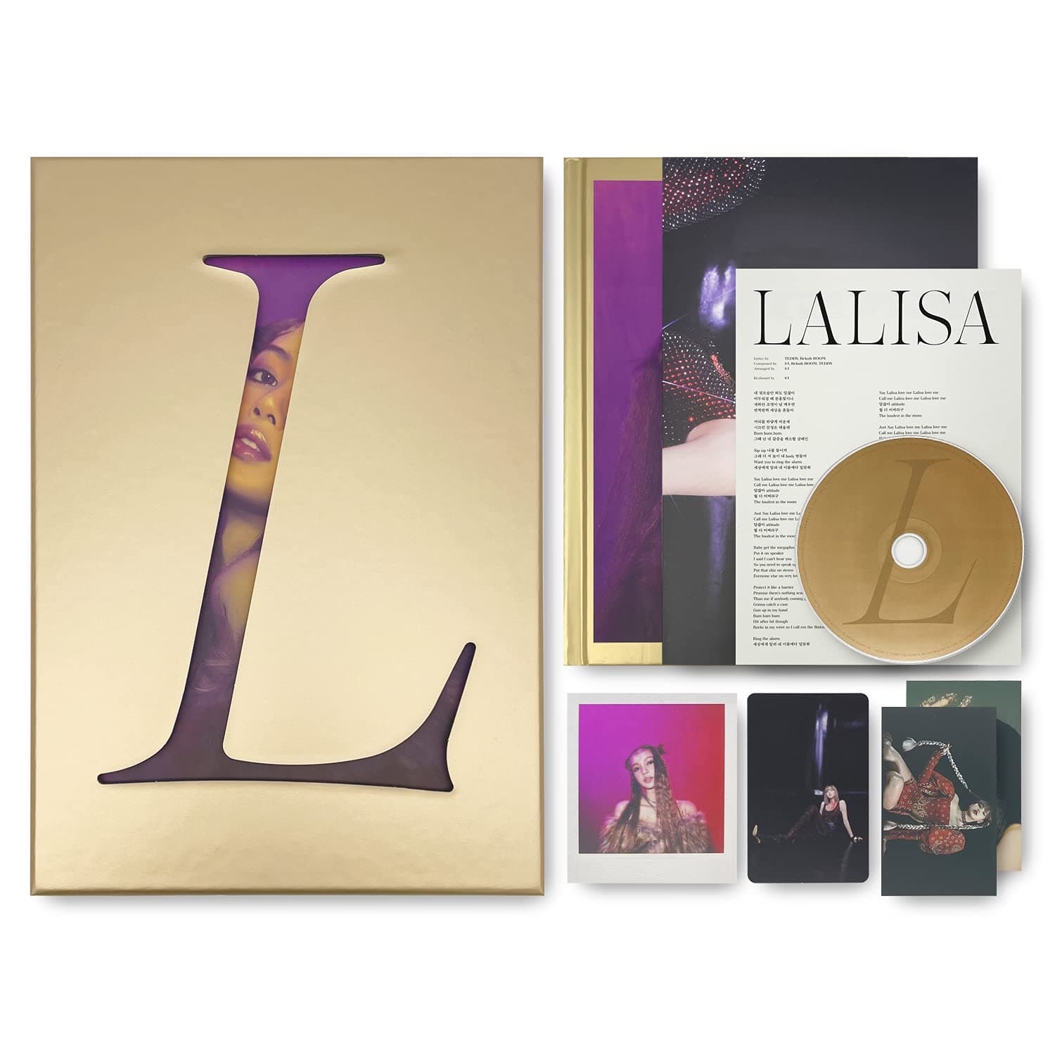 BLACKPINK LISA FIRST SINGLE ALBUM - LALISA [ GOLD VER. ] PHOTO BOOK + LYRICS PAPER + CD + PHOTOCARD + POLAROID + DOUBLE-SIDED POSTER