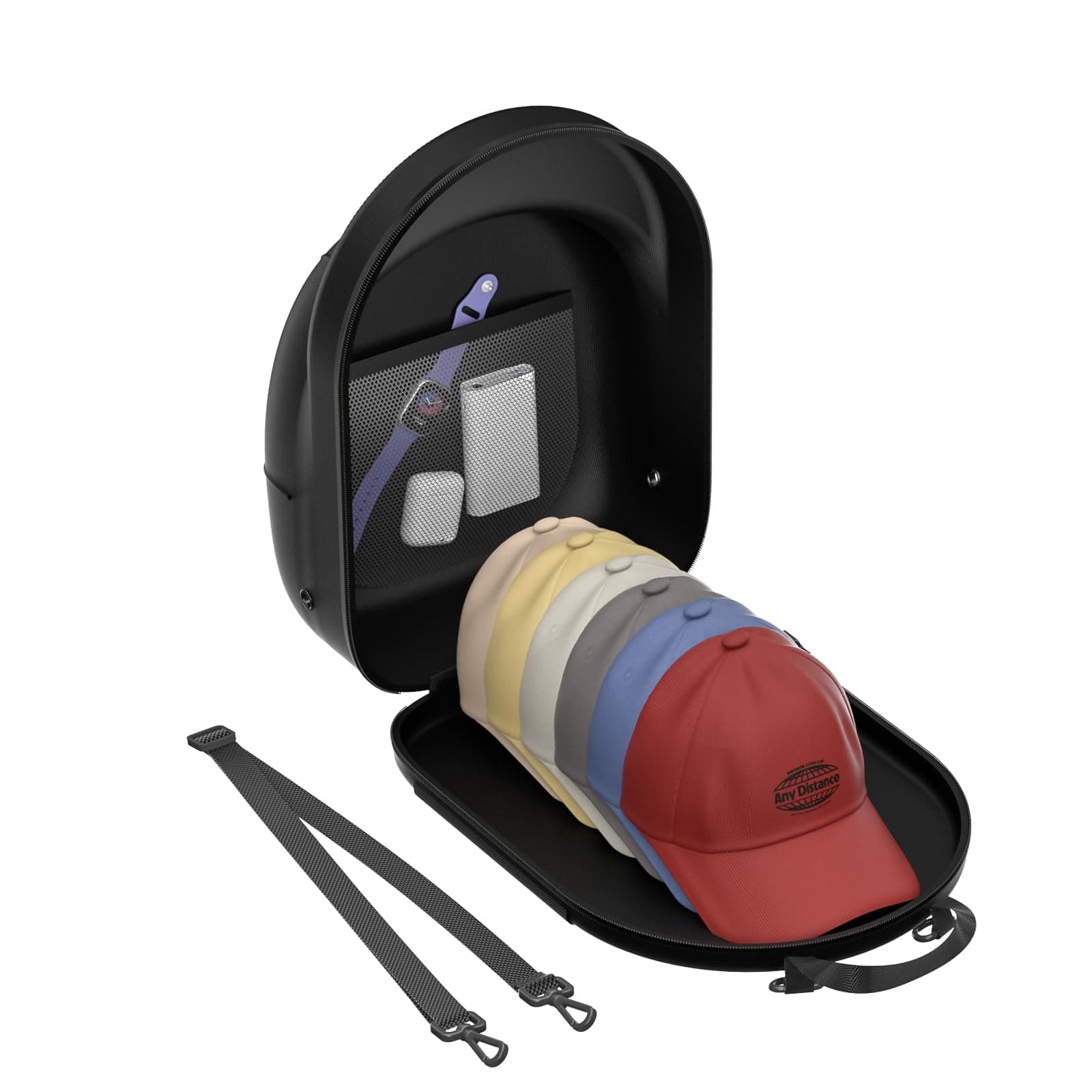 Hat Boxes with Lids - Baseball Cap Storage Organizer with Carrying Handle & Adjustable Shoulder Strap, Black Baseball Cap Holder for 6 Baseball Caps, Hat Storage Travel Case for Travel & Home