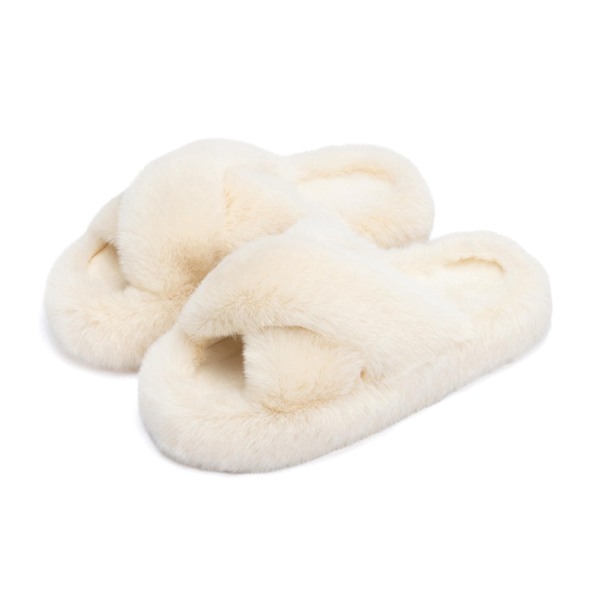 Women's Blue Memory Foam Faux Fur Lined Open Toe Slippers for Women - US 12