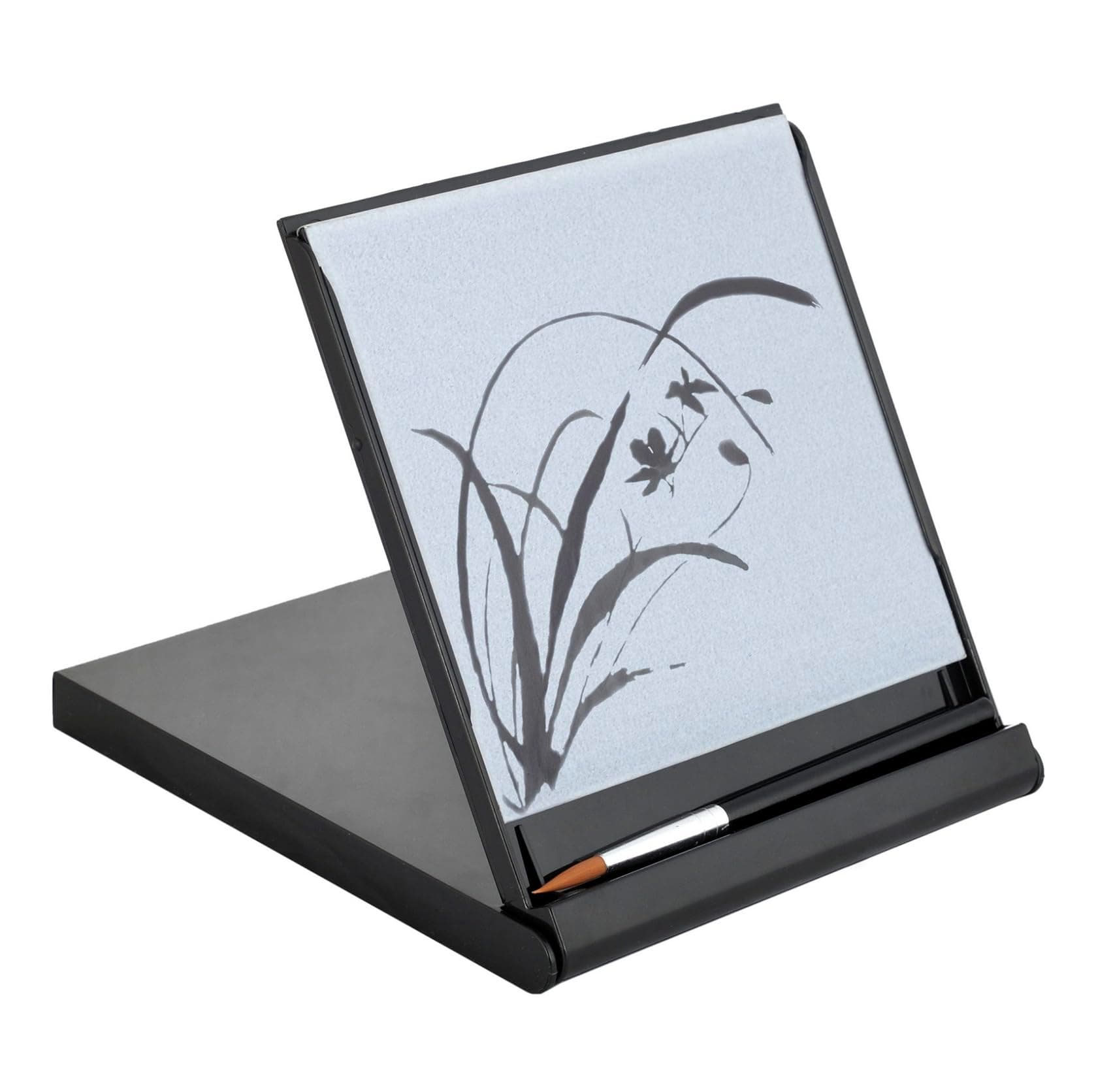 Buddha Board Mini Art Set: Water Drawing Writing Board w/Mini Water Brush for Mindfulness & Meditation – Zen Based Drawing Board - Painting & Art Supplies – Ideal Relaxation Gifts (5” x 5”, Black)
