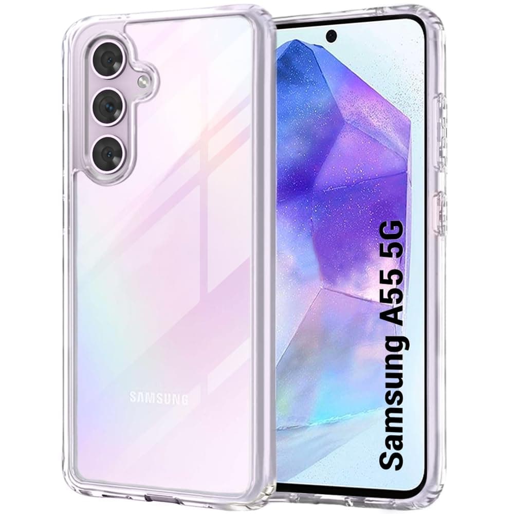 Ultra-Hybrid Crystal Clear Back Case Cover for Samsung Galaxy A55 5G | Shockproof Design | Hard Back Cover Case for Samsung Galaxy A55 5G (PC & TPU, Transparent)
