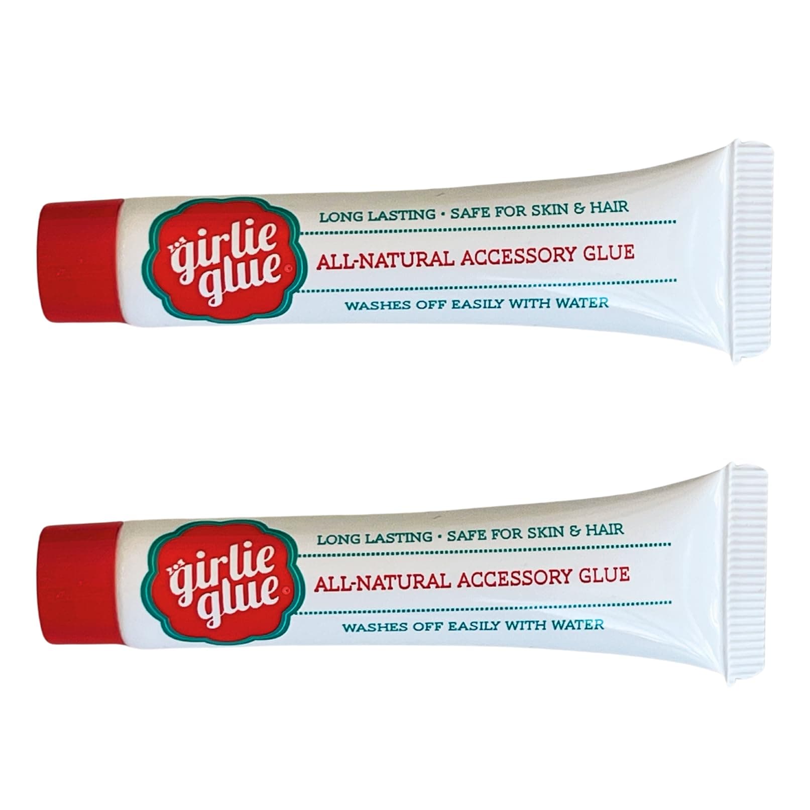 Girlie Glue, Gentle Hair, Skin Adhesive for Babies & Pets, Non-Toxic, Long Lasting, Dries Clear, Washes Off with Water. 2 Tubes.