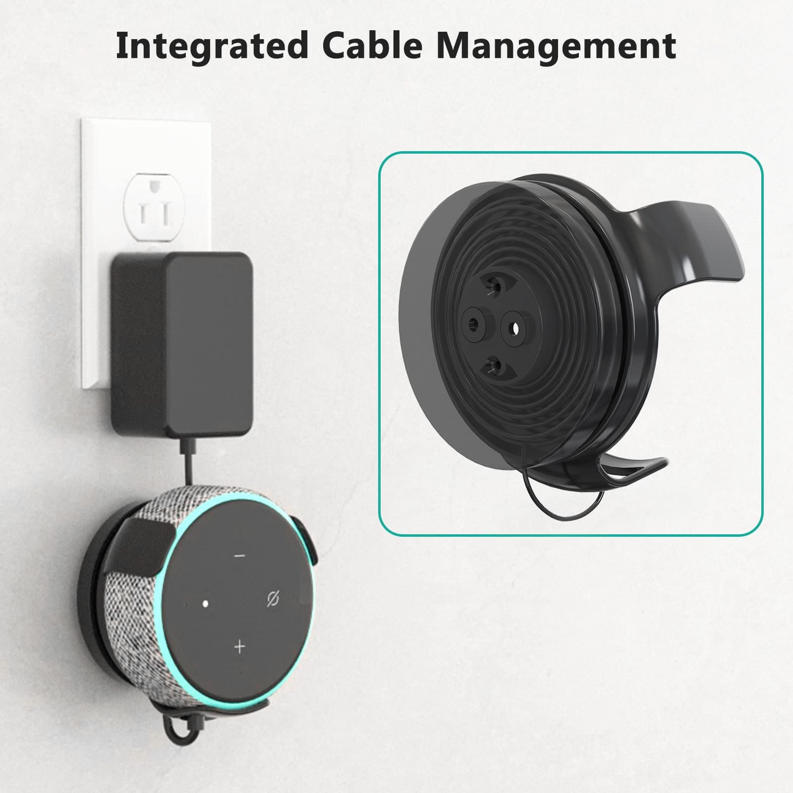 Dot Wall Mount for 3rd Generation, Speaker Bracket Holder with Cable Management for Smart Home Speaker Assistant (SWM-EH-03B), Black by WALI