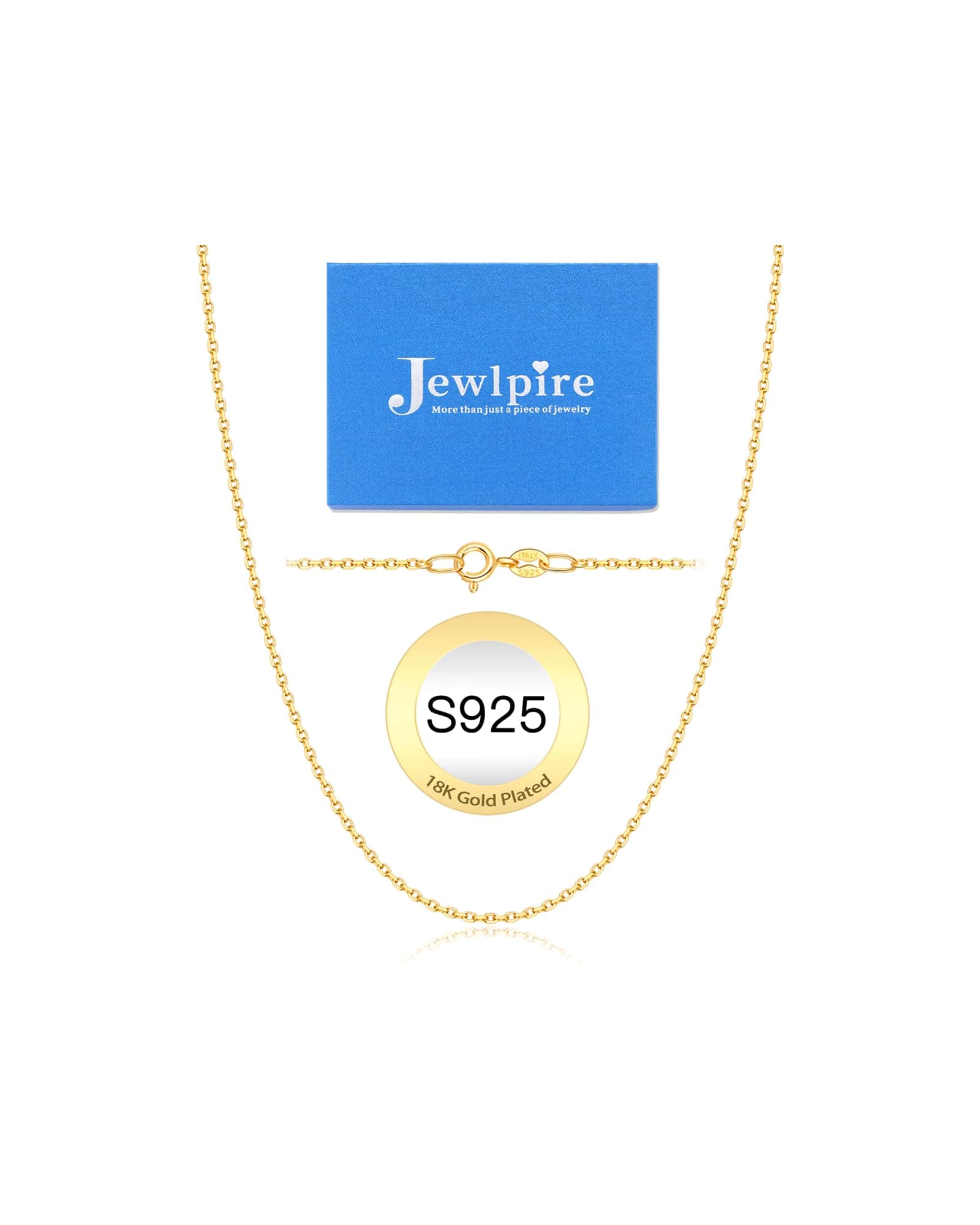 Jewlpire 925スターリングシルバーチェーンネックレスチェーン 女性用 1.1mm ケーブルチェーンネックレス アップグレードスプリングリングクラスプ - 薄くて頑丈 - イタリア品質 16/18/20/22/24インチ