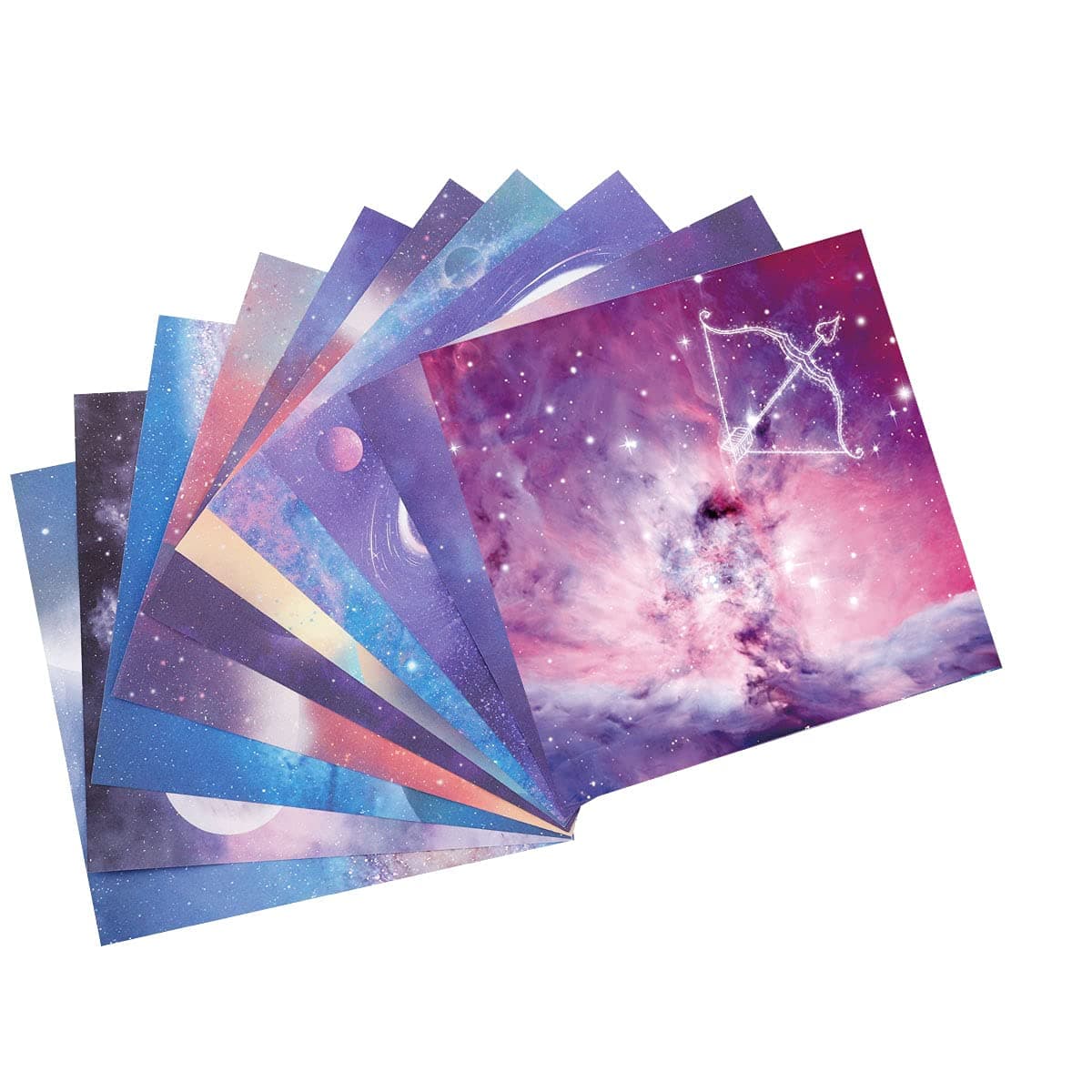 Astronomy Galaxy Origami Paper 140 Sheets Double Sided , 10 Vivid Colors,Premium Quality Paper, 6 Inch Square Sheet, for Kids & Adults, Papers, Arts and Crafts Projects (E-Book Included)