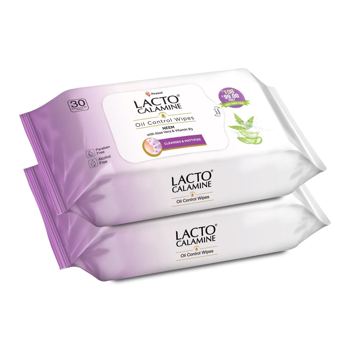 Oil Control Face Wipes 30N each- Pack of 2 | Makeup Remover Wipes | Wet Tissue for Face With Neem, Aloe Vera & Niacinamide | Wet Wipes for Women & Men | Pararben & Alcohol Free