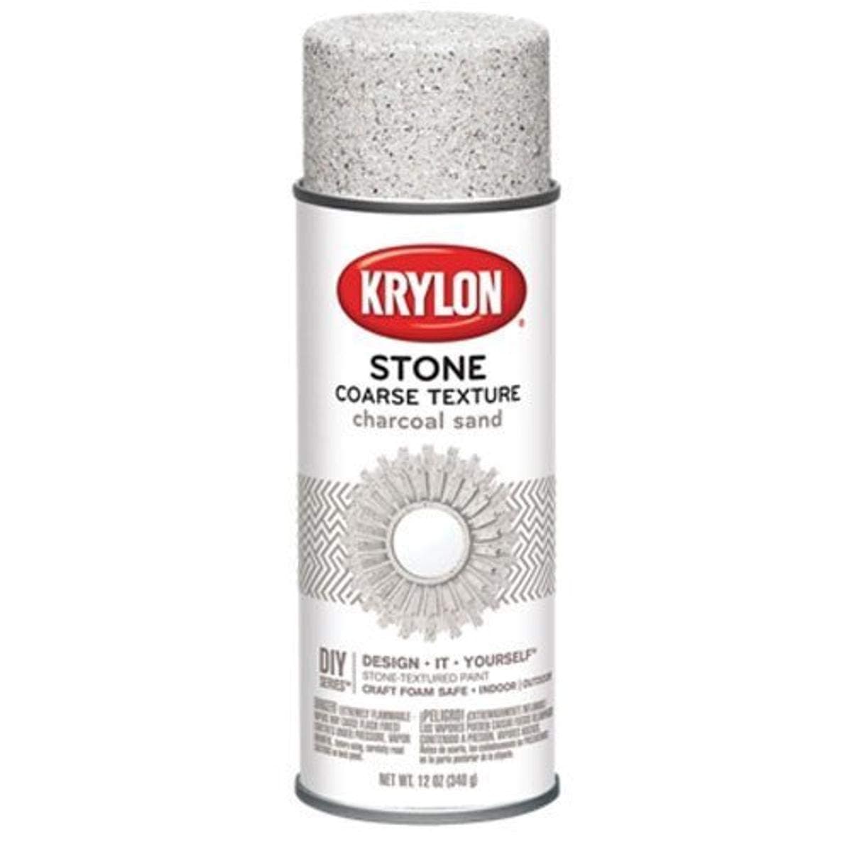 Krylon K18202 Coarse Stone Texture Finish Spray Paint, Charcoal Sand, 12 Ounce