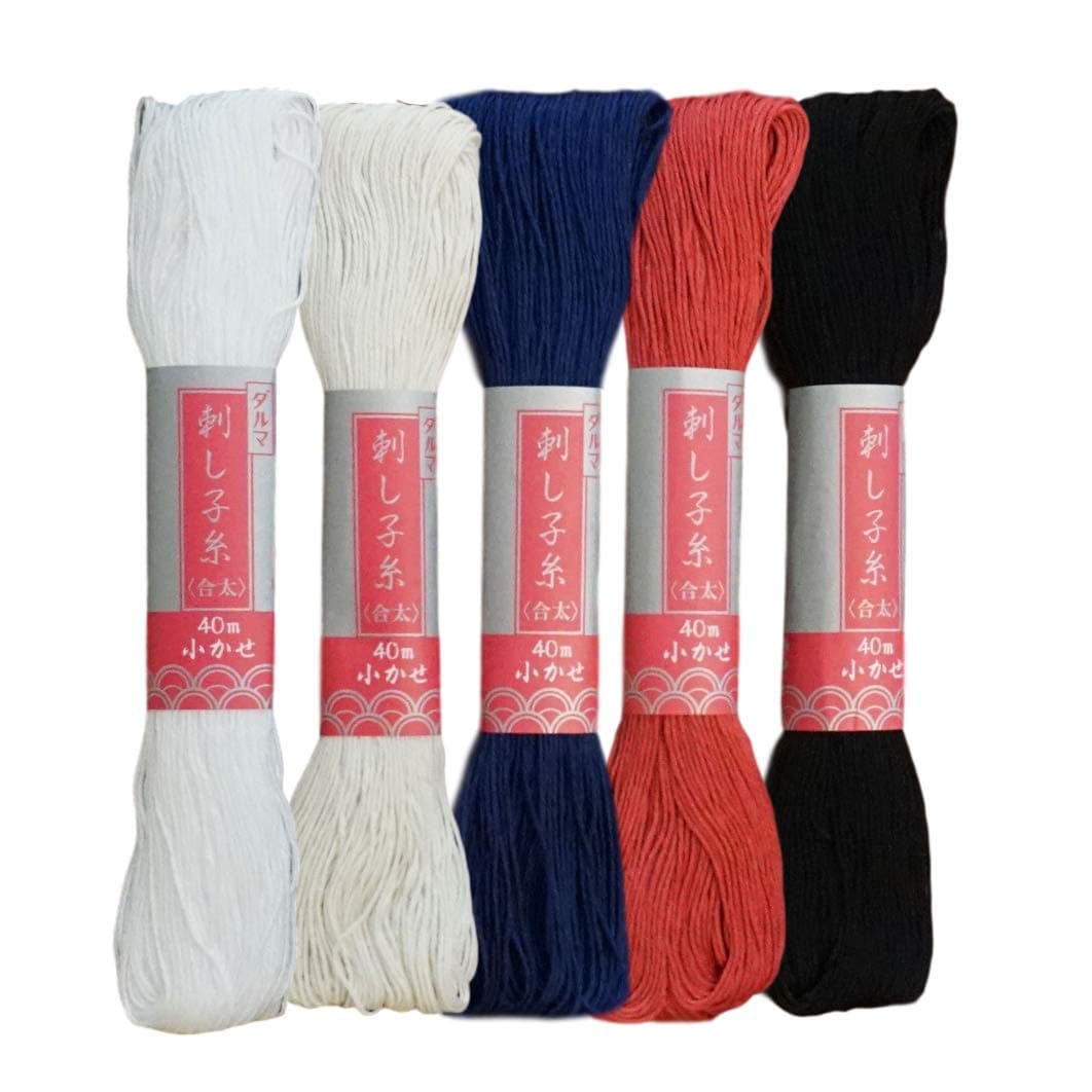 Daruma Yokota Sashiko Thread 5 Skein Essential Color Set (Thick Sashiko Thread - Futo)