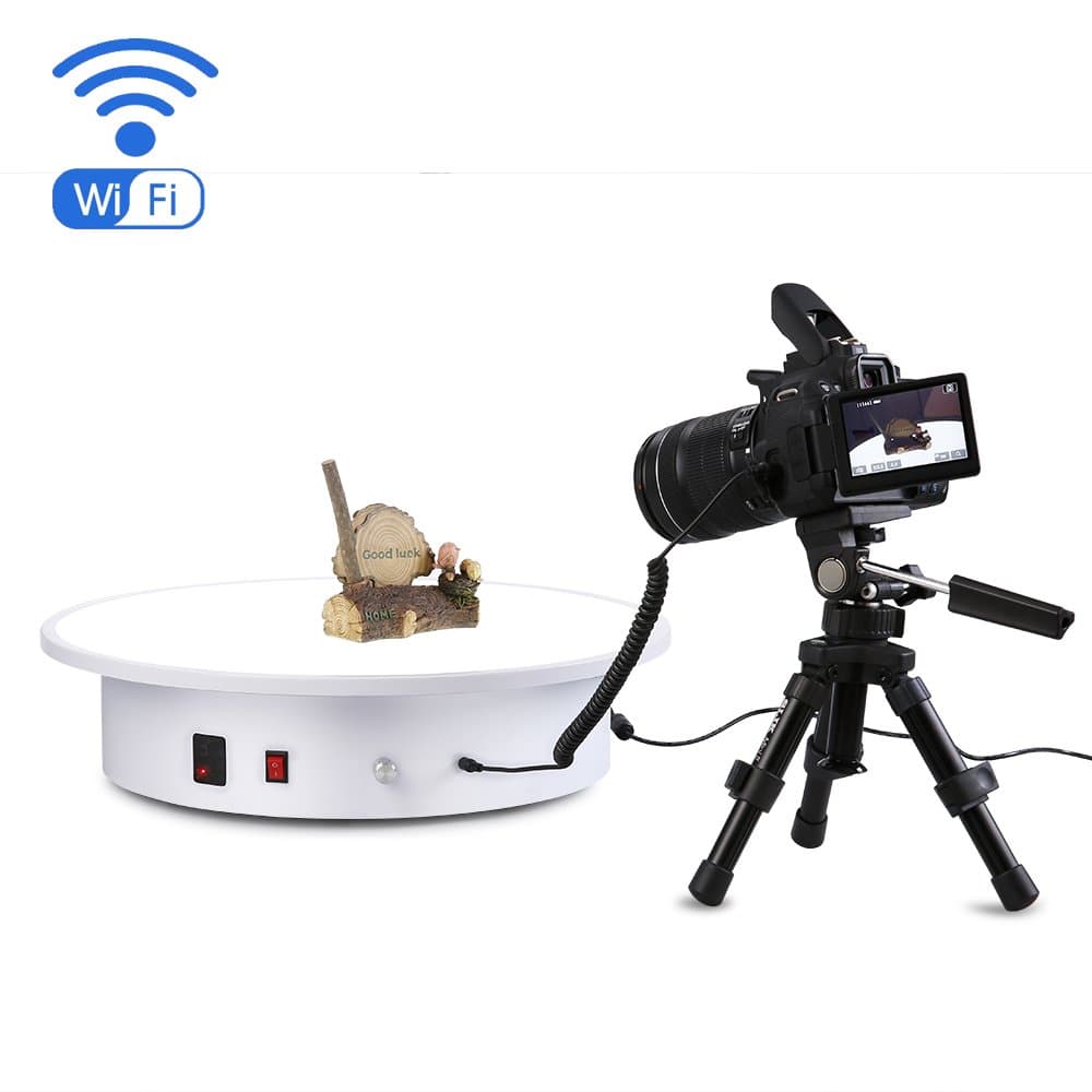 360 Degree Intelligent Lightening Turntable，Automatic Shutter,Adjustable Speed & Direction & Brightness，Infared Remote or WiFi Control，220Lb Capacity,Perfect for 360° Images,Photography Turntable