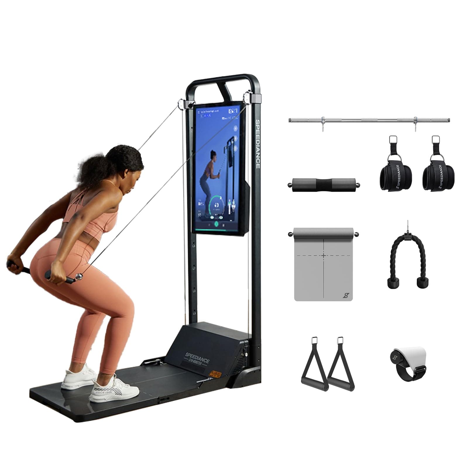 Gym Monster Smart Home Gym, Multifunctional Strength Training Machine, Smith Machine Power Cage Workout Station, Squat Rack Cable Machine, Full Body Fitness Equipment for Home Workout