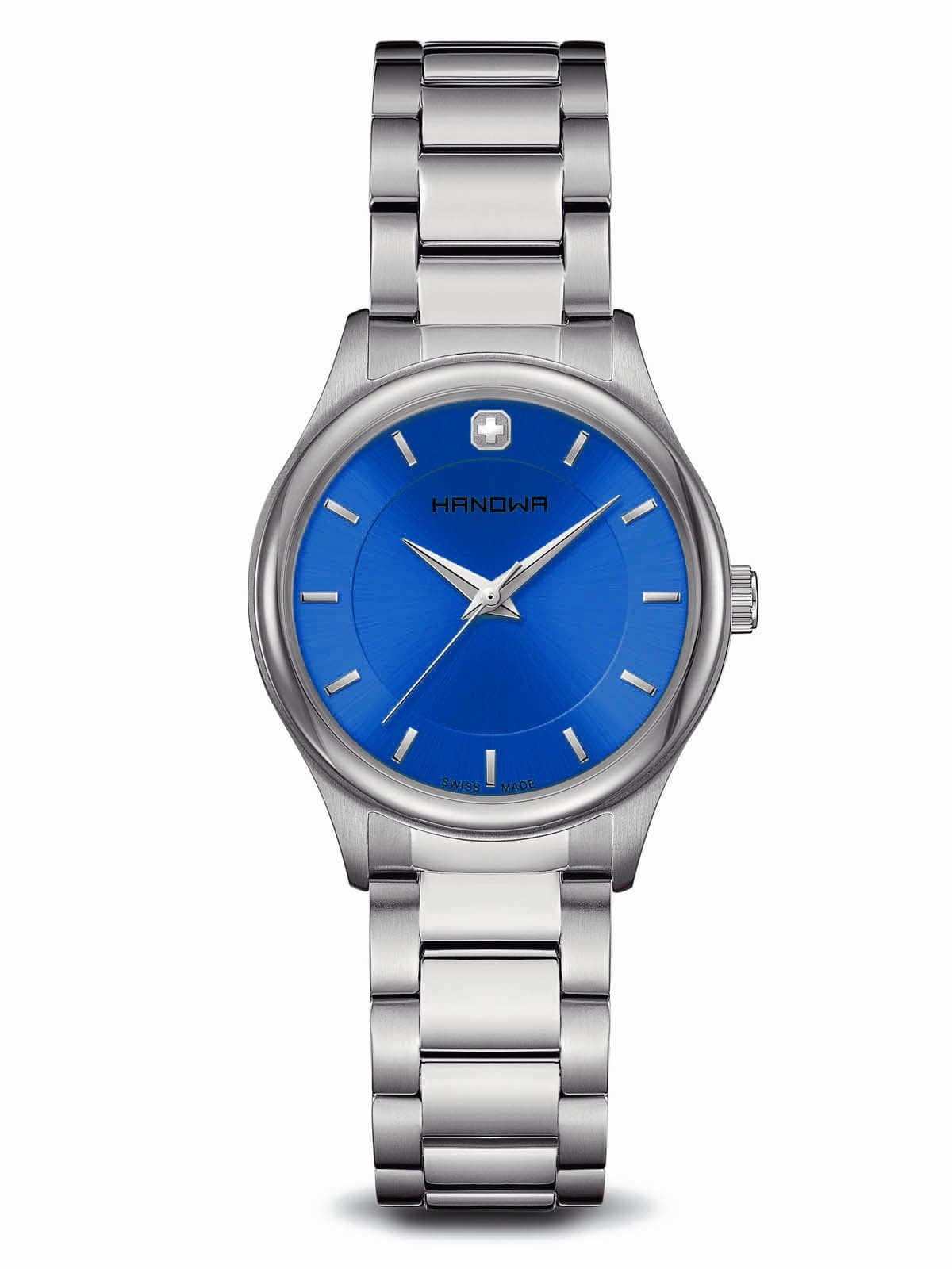 HanowaWomen's Watch with Stainless Steel Link Bracelet Swiss Made Blue Dial 16-7041.04.003, Bracelet