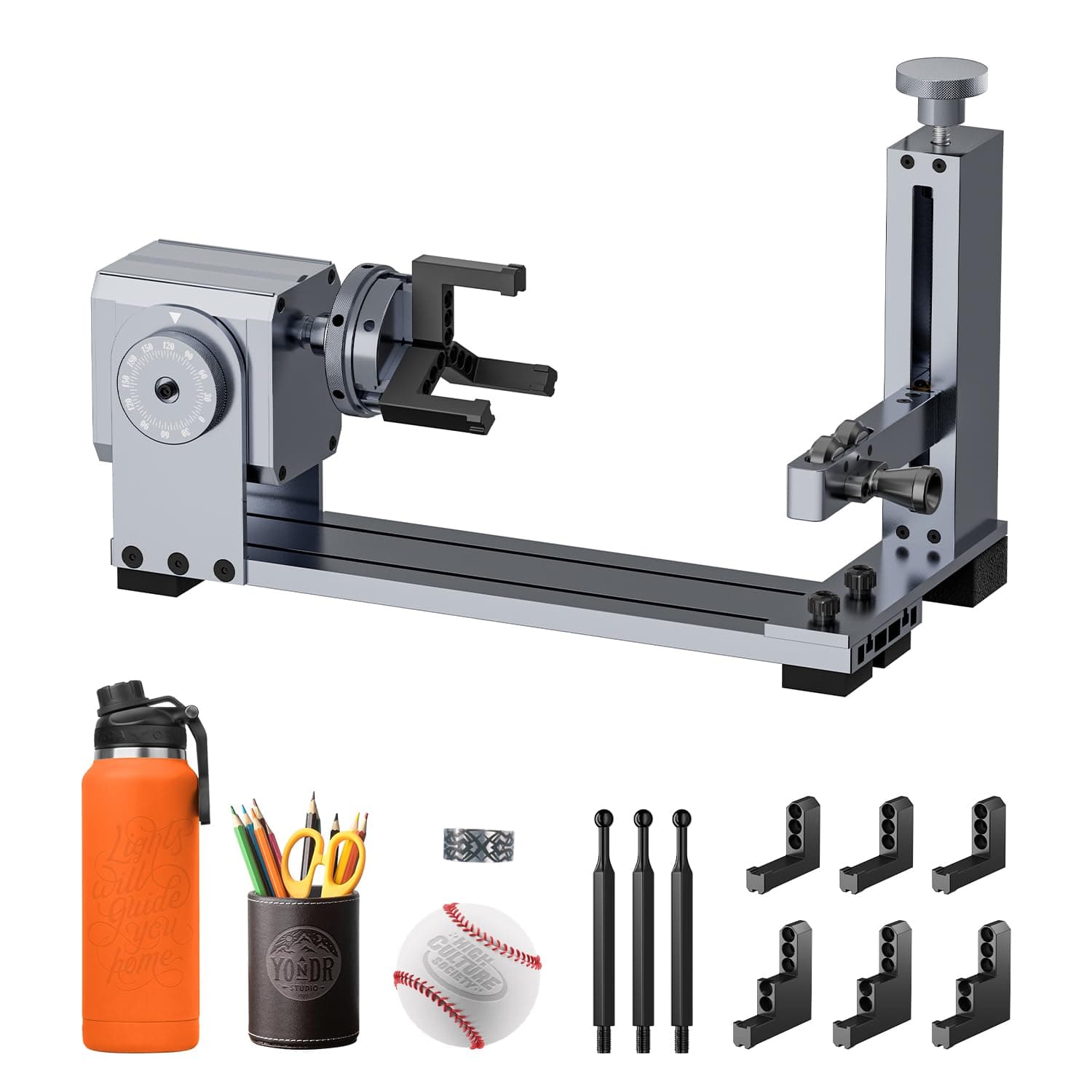 LongerRotary Extension for Nano Series， Ray5 Series， B1 Series, Other Frame Engraving Machines (Must with 12 Pcs Riser), Y-axis Rotary Roller for Engraving Cylindrical Objects, Wine Glass, Tumbler