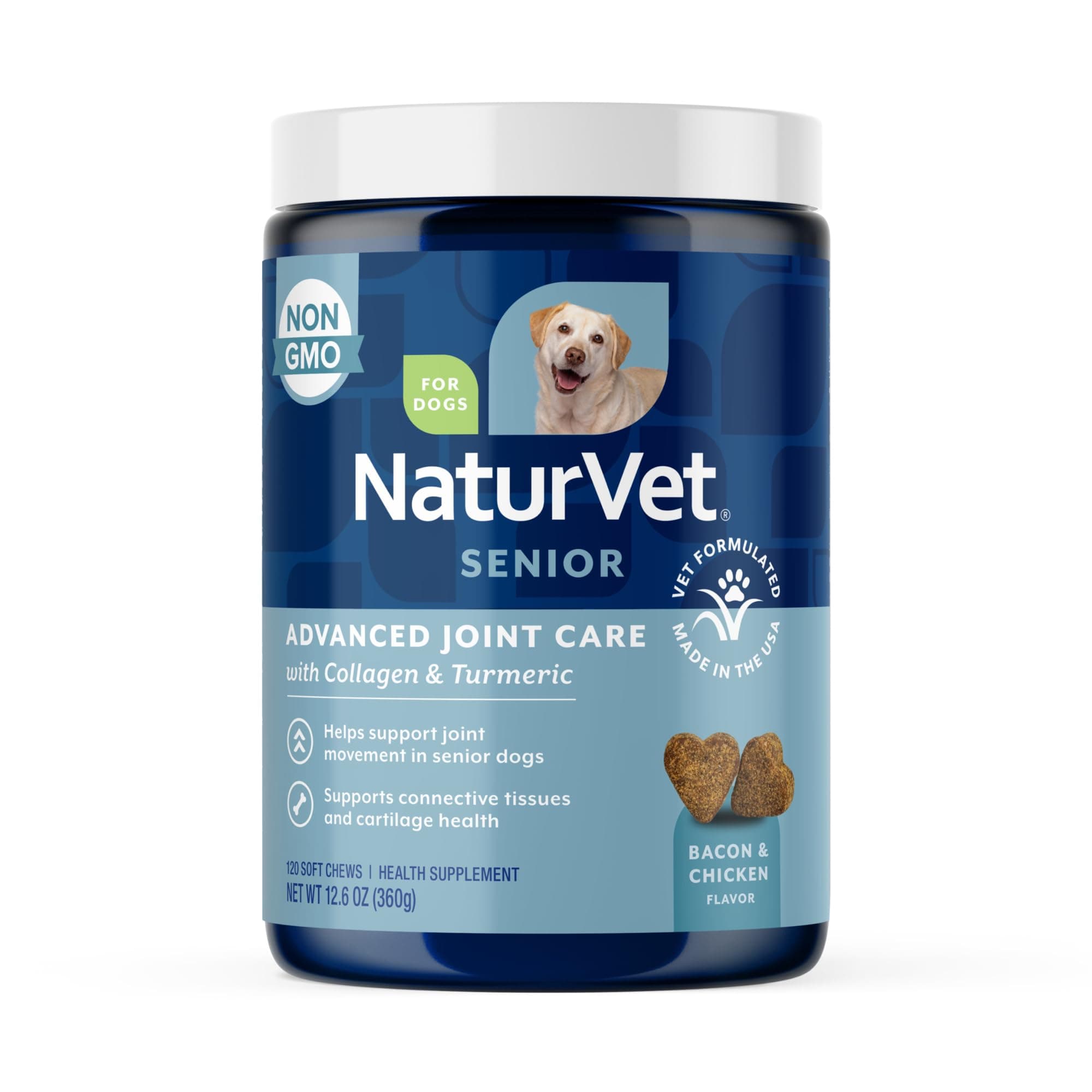 Senior Advanced Joint Health Dog Supplement – Includes Glucosamine, MSM, Chondroitin, Collagen – Helps Supports Canine Joint Health Function – 120 Ct. Soft Chews