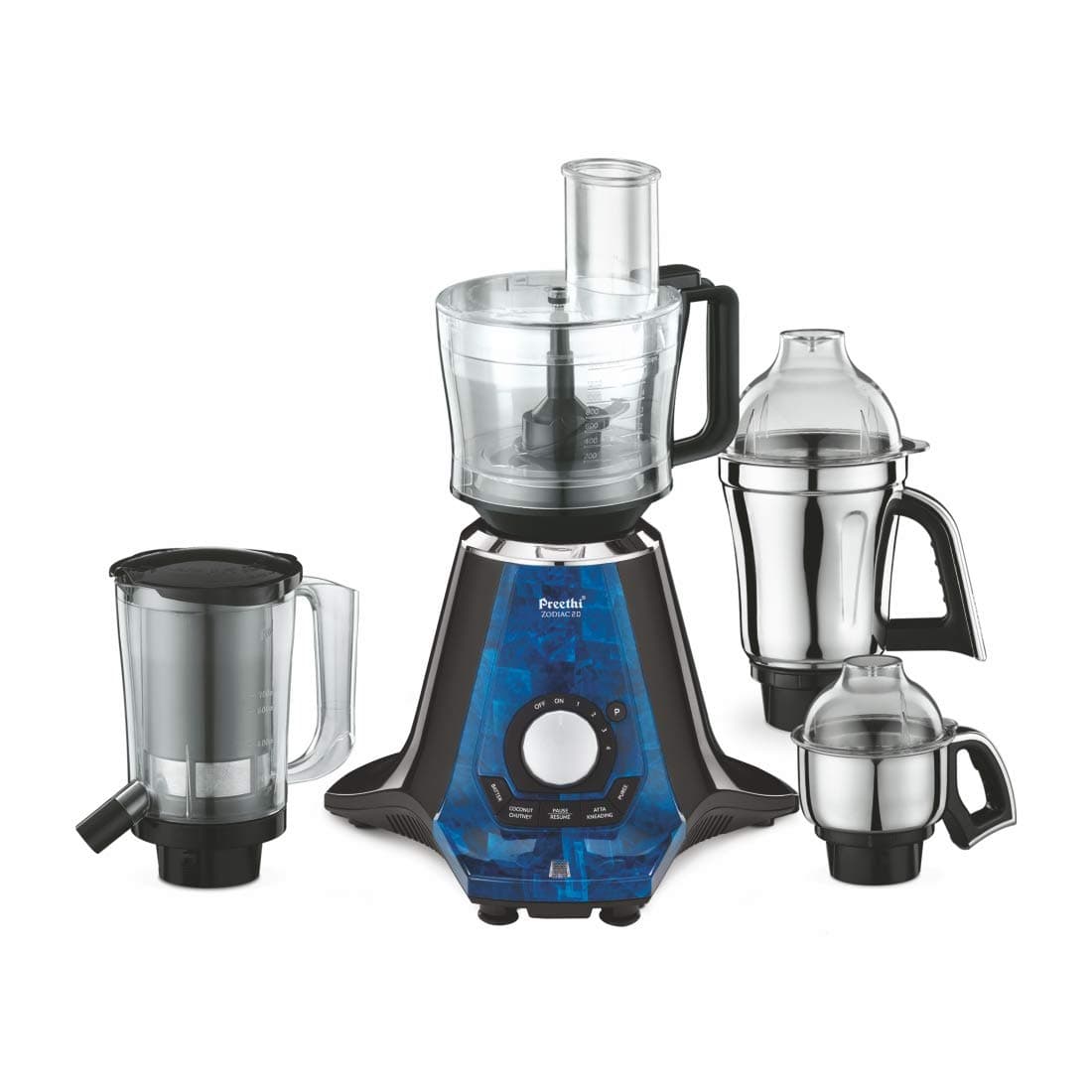 Preethi Zodiac 2.0 MG235 mixer grinder, 750 watt with 4 jars includes 3 In 1 insta fresh juicer Jar & Master chef food processor Jar (Black)