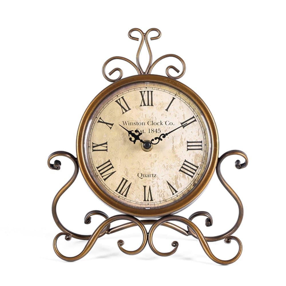 HZDHCLH Table Clocks 28 cm Height Silent Non Ticking Roman Retro Art Desk Clock for Living Room Bedroom Office(Gold)
