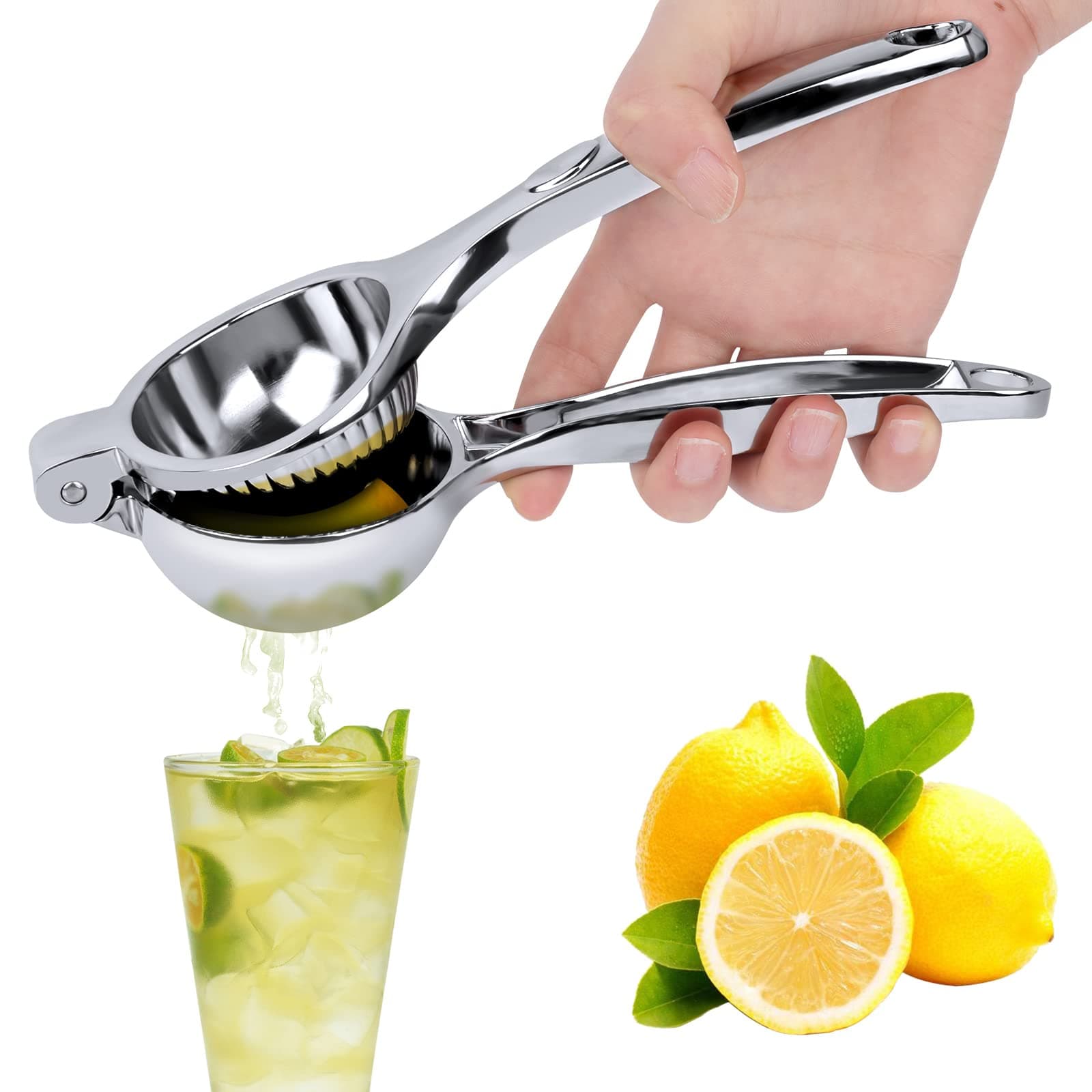 JOPHEK Manual Citrus Juicer, Manual Lemon Juicer, Lemon Juicer Manual Lime Premium Stainless Steel, 7 cm Diameter Lemon Squeeze for Kitchen, Bar, Restaurant - Silver