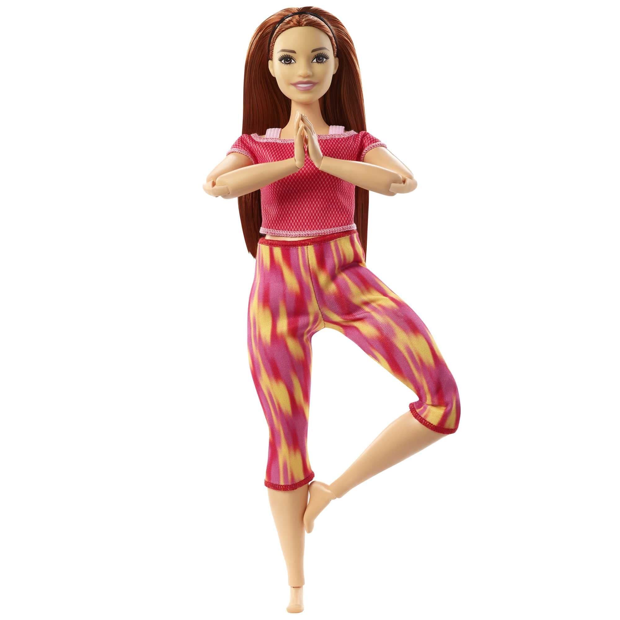 Barbie ​ Made To Move Doll, Curvy, With 22 Flexible Joints & Long Straight Red Hair Wearing Athleisure-Wear For Kids 3 To 7 Years Old Gxf07