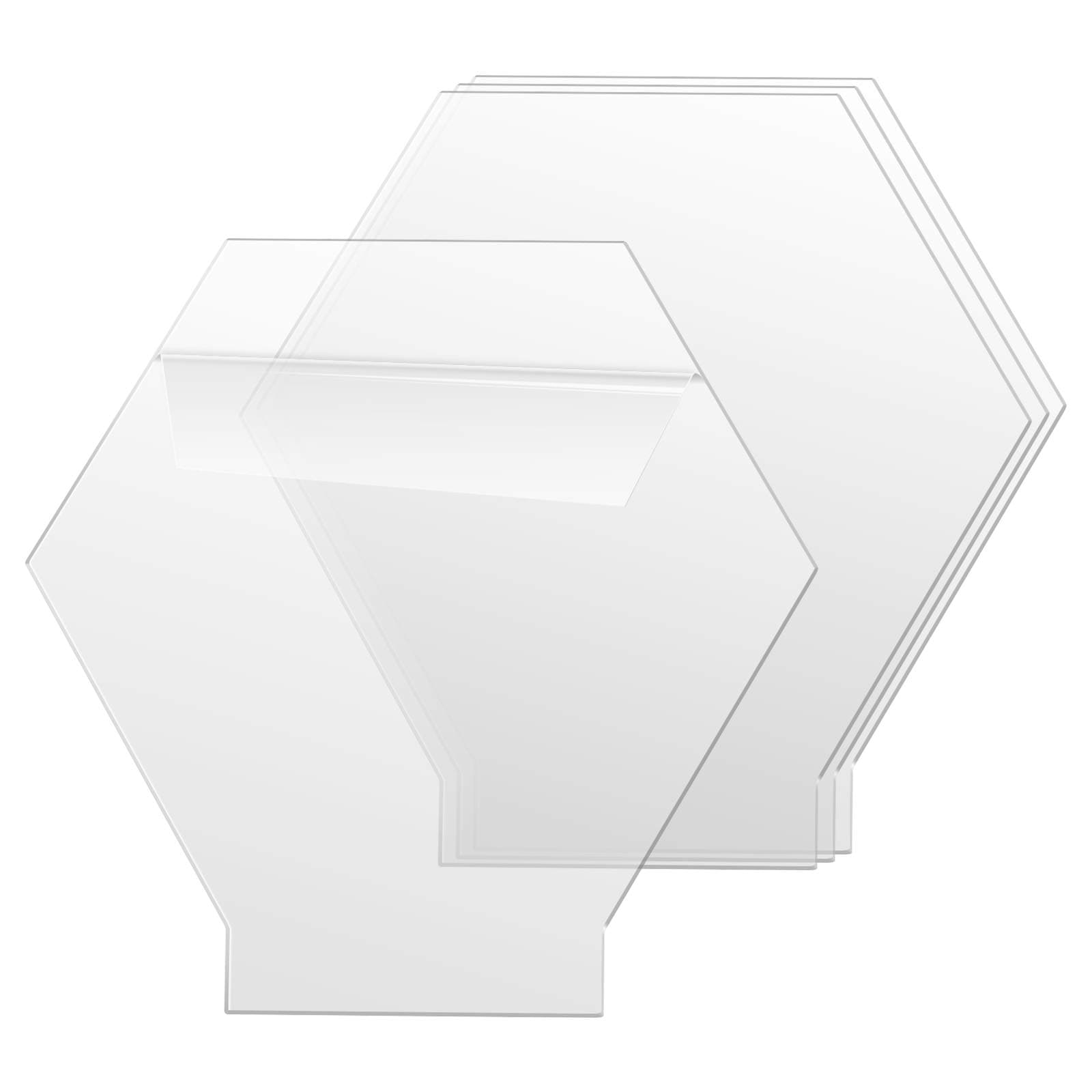 Gartful 2mm Acrylic Blanks for Light Base, 4PCS Clear Acrylic Sheets, Cast Plexiglass Board, 0.08"(2mm) Thick Plastic Glass Panel with Protective Film for Table Sign, DIY Display Project, Hexagon