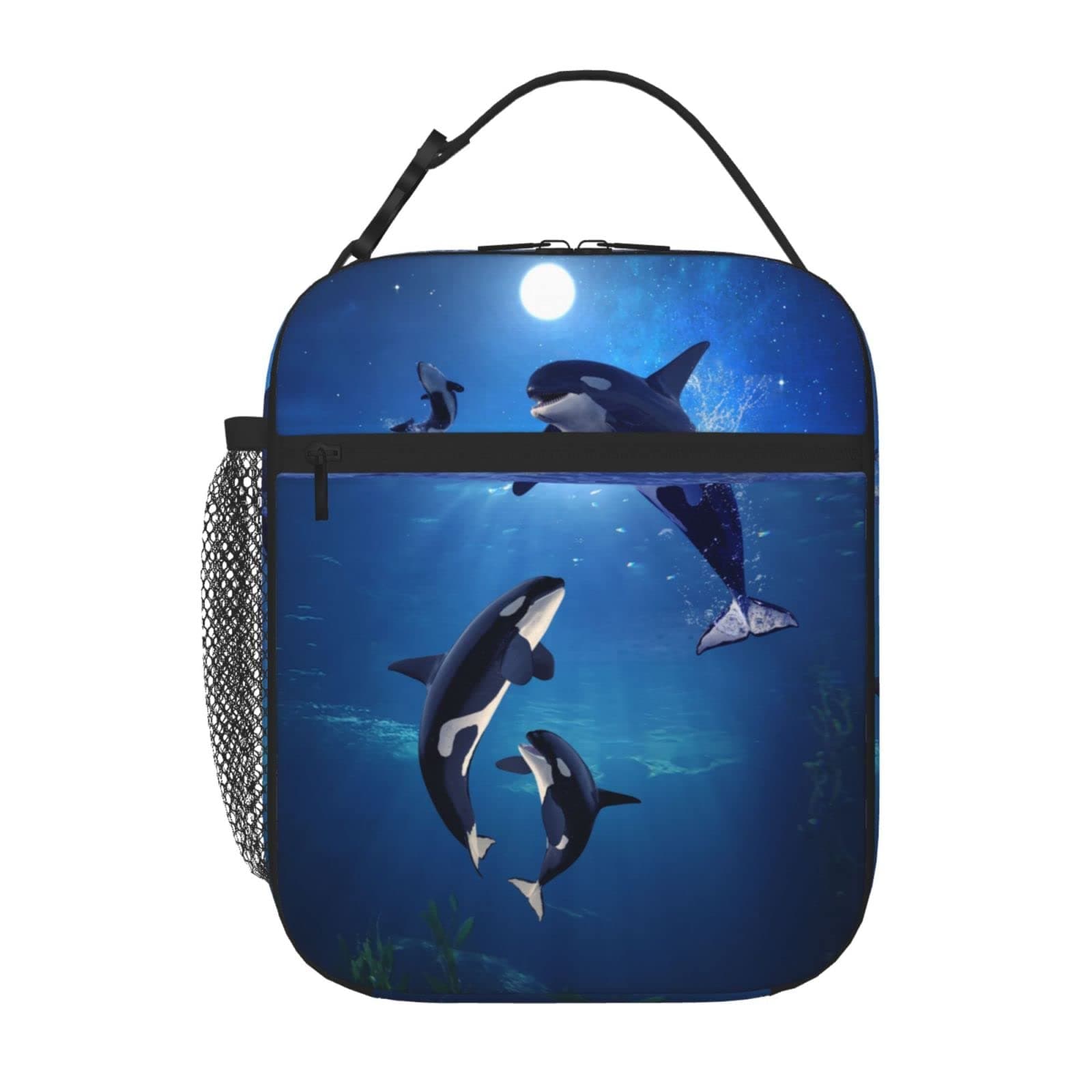 SARA NELL Kids Lunch Box Insulated Orcinus Orca Whale Tough The Galaxy Lunch Bag Large Lunch Boxes Cooler Meal Prep Lunch Tote With Shoulder Strap For Boys Girls Teens Women Adults