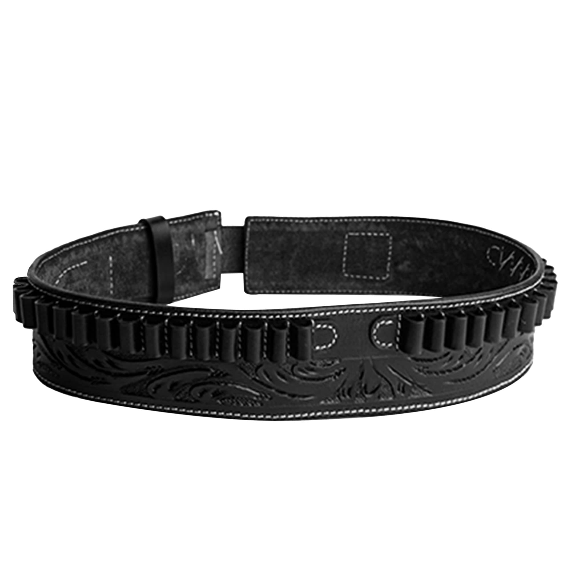 Hulara Full Grain Buff Leather 45 Colt Cartridge Belt Cowboy Shotgun Belt for .44/45 Ammo Belt Heavy Leather Belts for Men