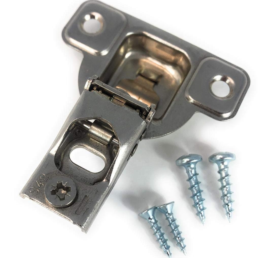 Salice E-Centra Nickel-Plated Metal 106-degree 9/16-inch Overlay Screw-on Face Frame Hinge with 2 Cams (1 Hinge)