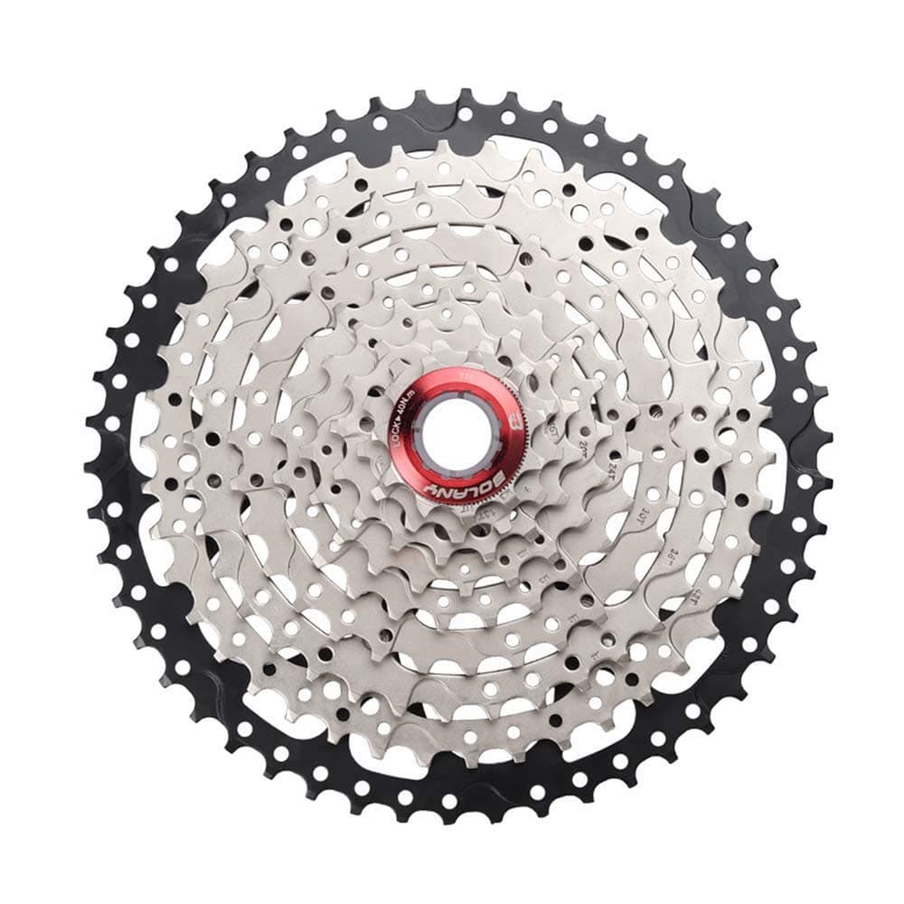 TUCKE MTB Mountain Bike 9 Speed 11-50T Cassette Freewheel Blcak Silver Steel Bike Flywheel Sprocket Compatible For Shimano Sram