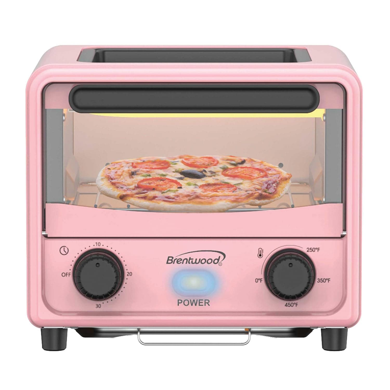 Brentwood TS-3430PK 500W Stainless Steel Mini Toaster Oven, Metal, Pink