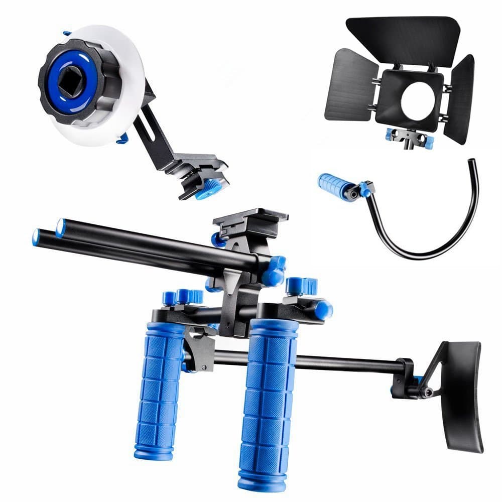 Morros DSLR Rig Movie Kit Shoulder Mount Rig with Follow Focus and Matte Box and Top Handle for All DSLR Cameras and Video Camcorders