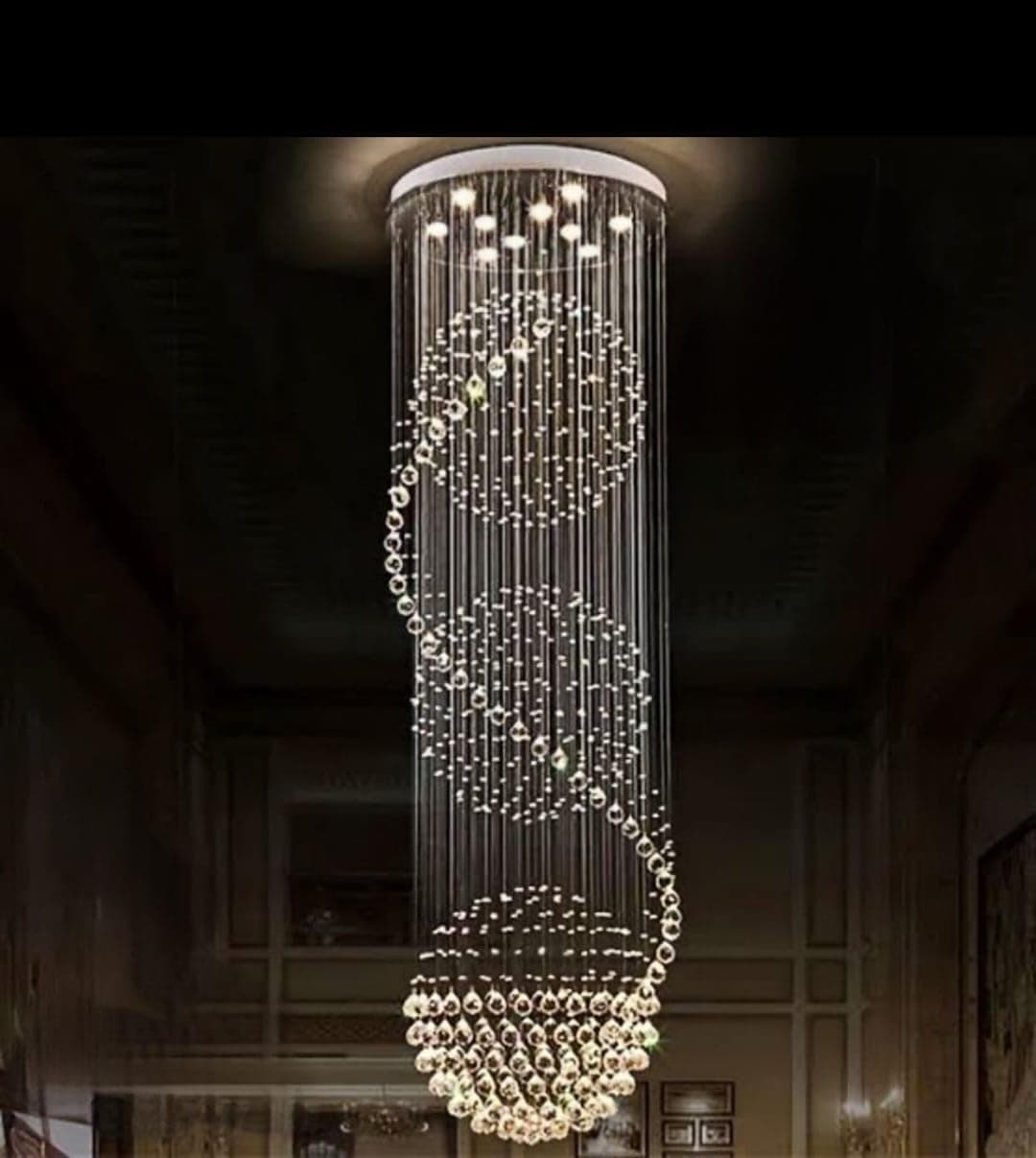 - Enterprises Modern Ceiling Lamp Glass Bead Crystal Pendant Light Fix ture Hanging Chandelier 8feet Height
