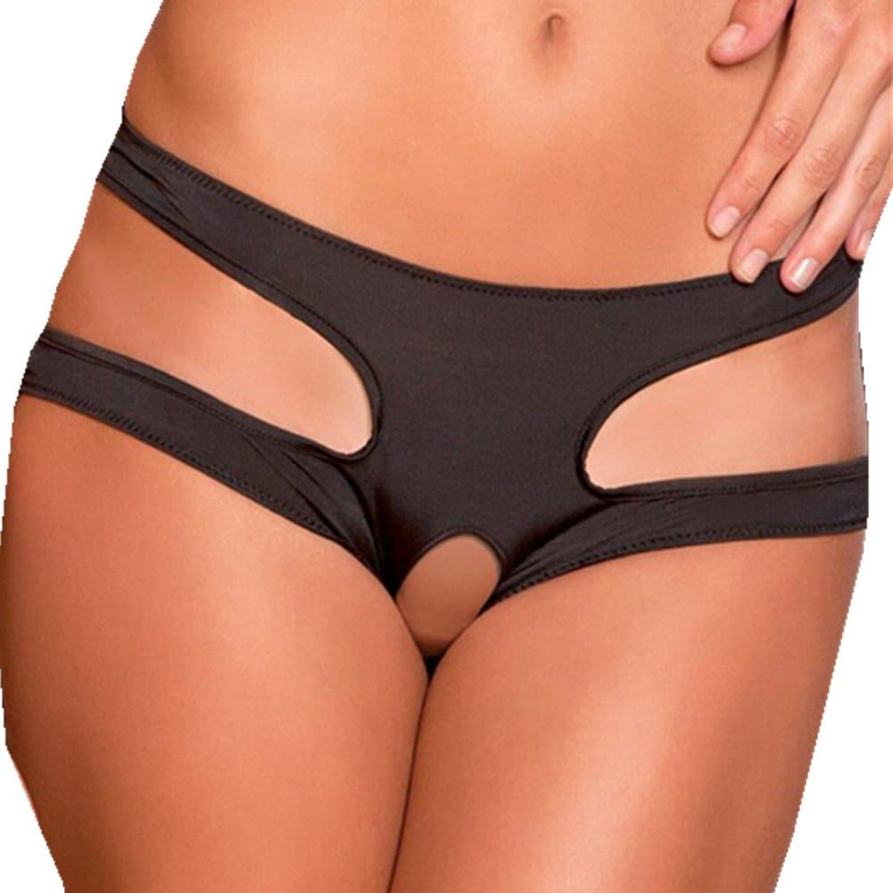 Women's Open Crotch Pants Briefs Knickers G String T Back Panties Black 5XL