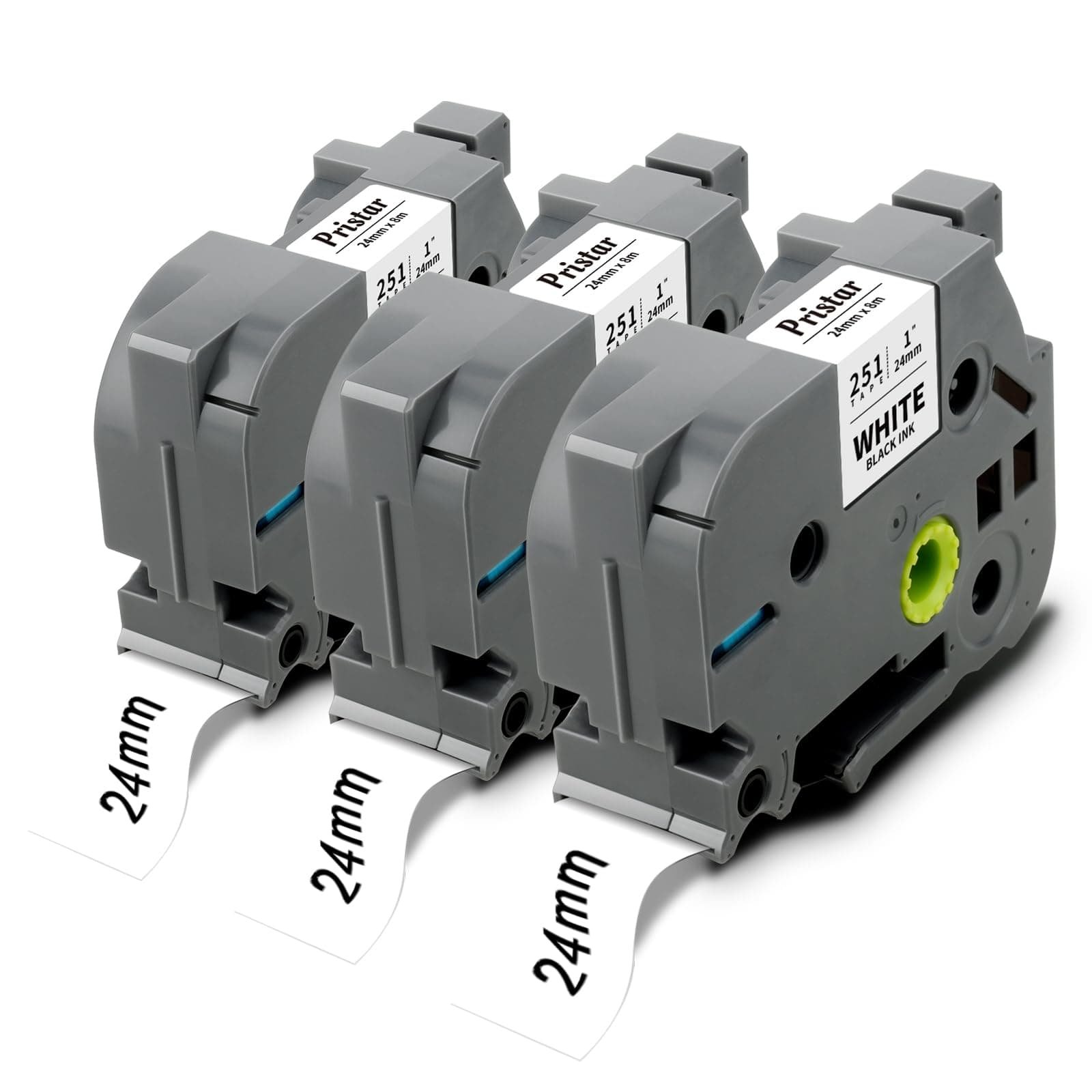 Pristar Compatible 24mm Label Tape for Brother TZe-251 TZ-251 TZe251 Aze251 TZe 24mm Laminated Black on White Tape for Brother Labeller PT-P700 PT-H500 PT-D600VP PT-750W PT-2430PC PT-2470, 3-Pack