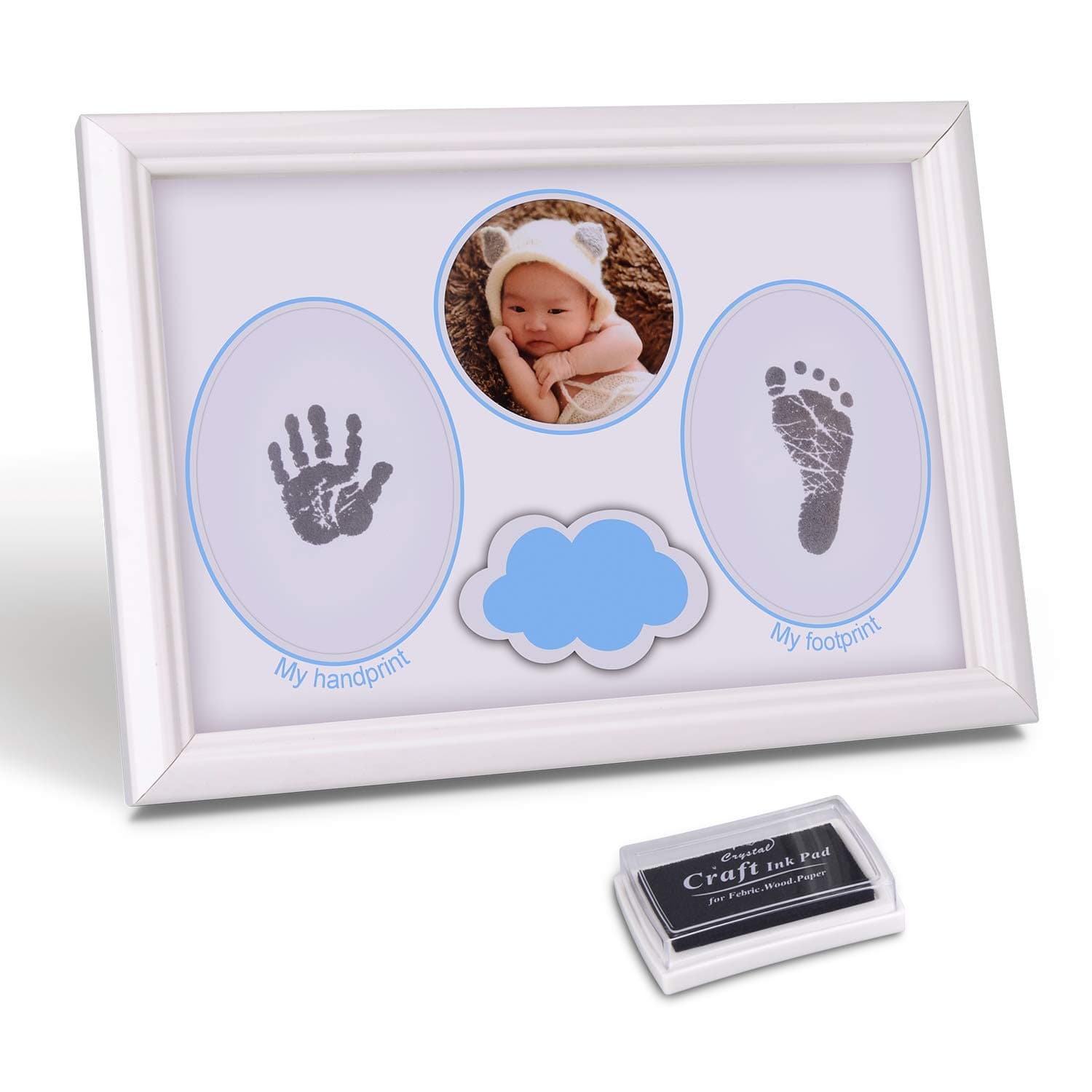 ESEOE Baby Footprint Kit, Baby Picture Frame Baby Handprint kit with Ink Pad, Perfect for Baby Boy Gifts and Safe for Baby Girl Gifts, Newborn/Baby/Kid Keepsake Frames