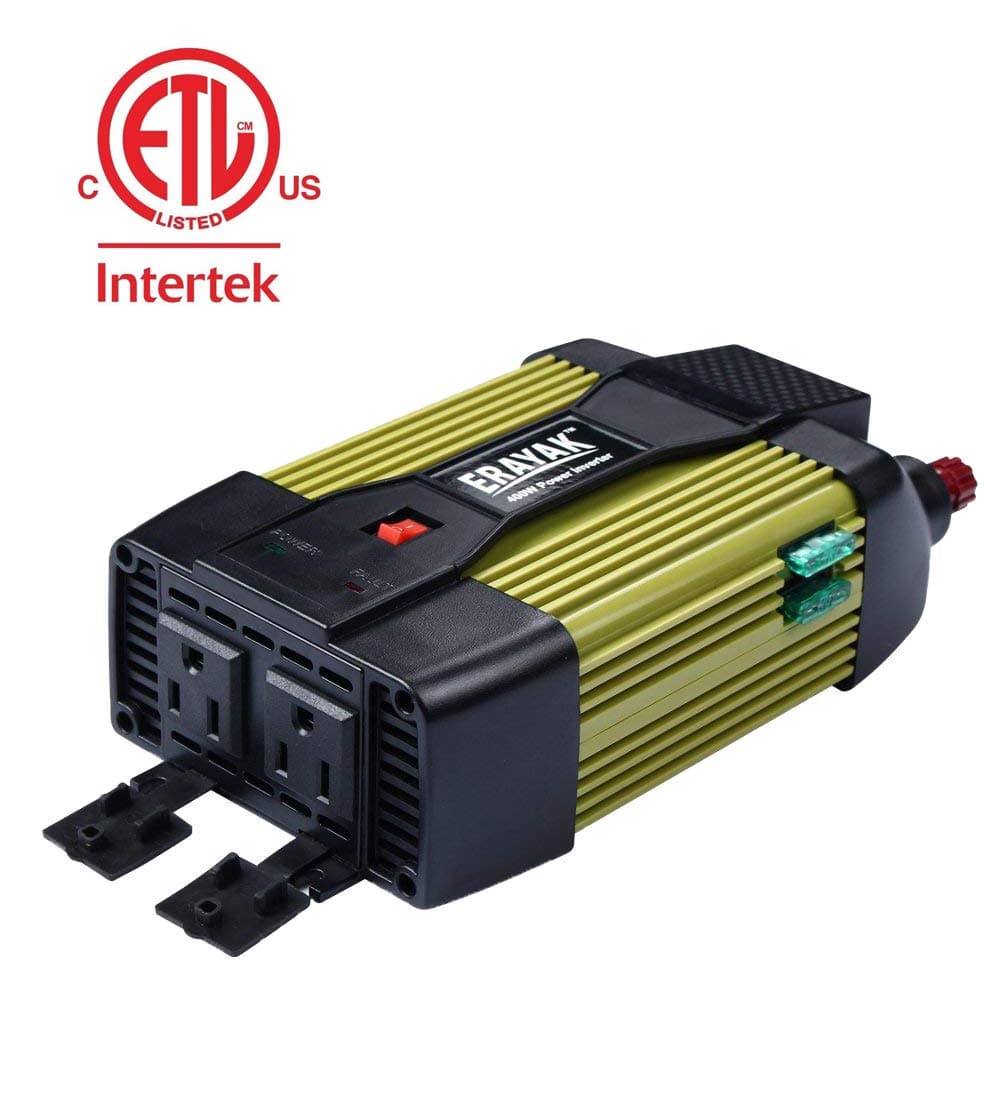 ERAYAK Power Inverter 400W DC 12V to 110V AC ETL Car Inverter with 2.1A USB Charging Ports, car Converter Peak Power 800W