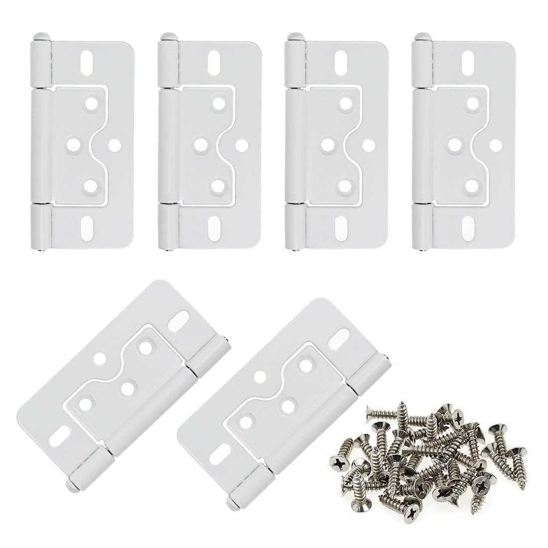 LC LICTOP 3 Inch Non-Mortise Cabinet Hinges, Antique Style Interior Door Hardware, Wood Box Show Case Hinges for Trailer, Camper, Cupboard, 6Pcs White
