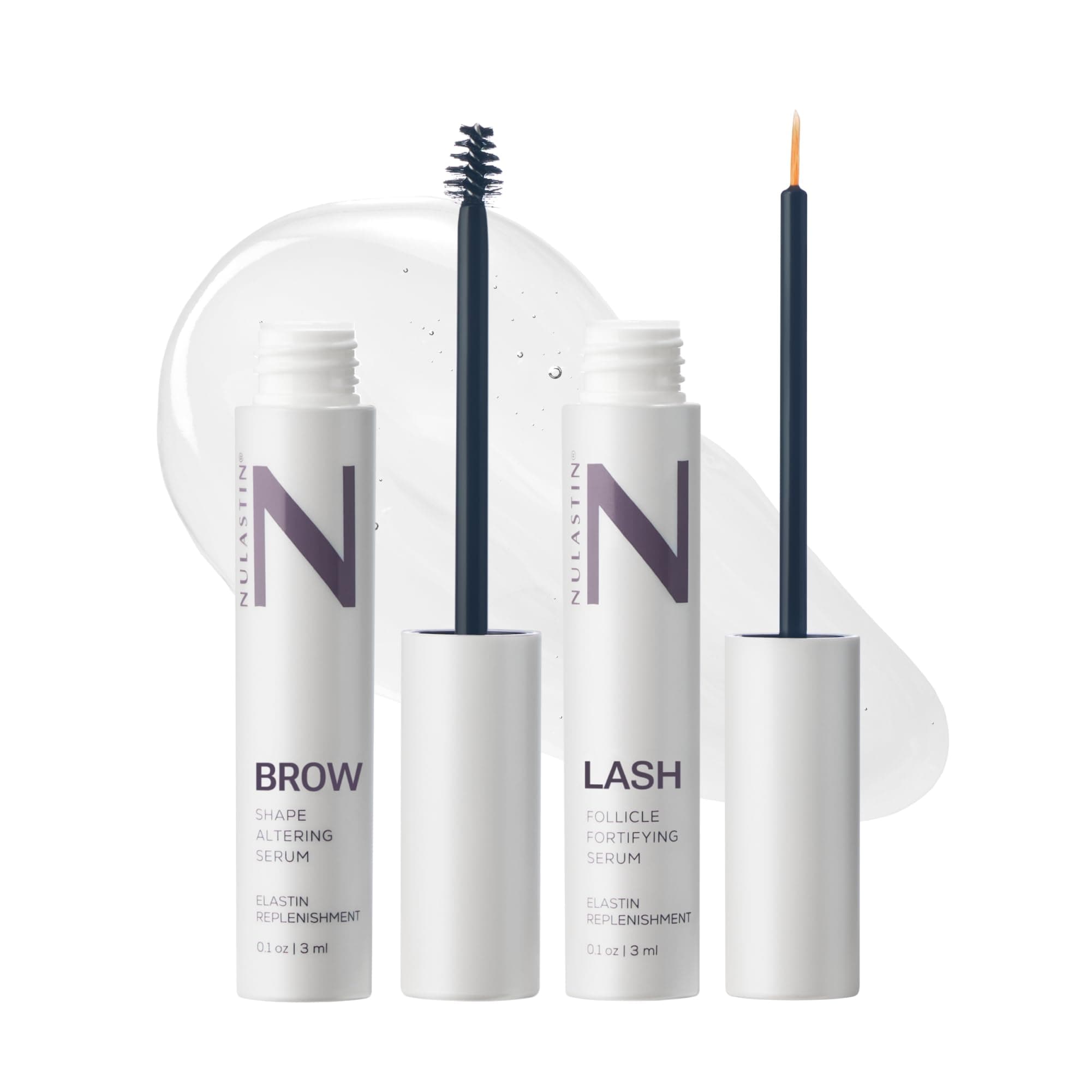 NULASTIN Eyelash Serum & Brow Serum - Lash & Brow Dual System - Eyebrow & Eyelash Enhancing Serums with Keratin & Peptides for Fuller Looking Lashes & Brows (2 Count, 0.1 Fl Oz Each)