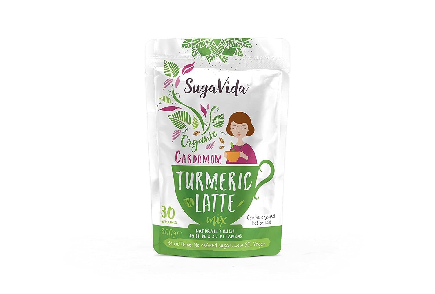 SugaVida Organic Cardamom Flavour Turmeric Latte Mix, 300 g