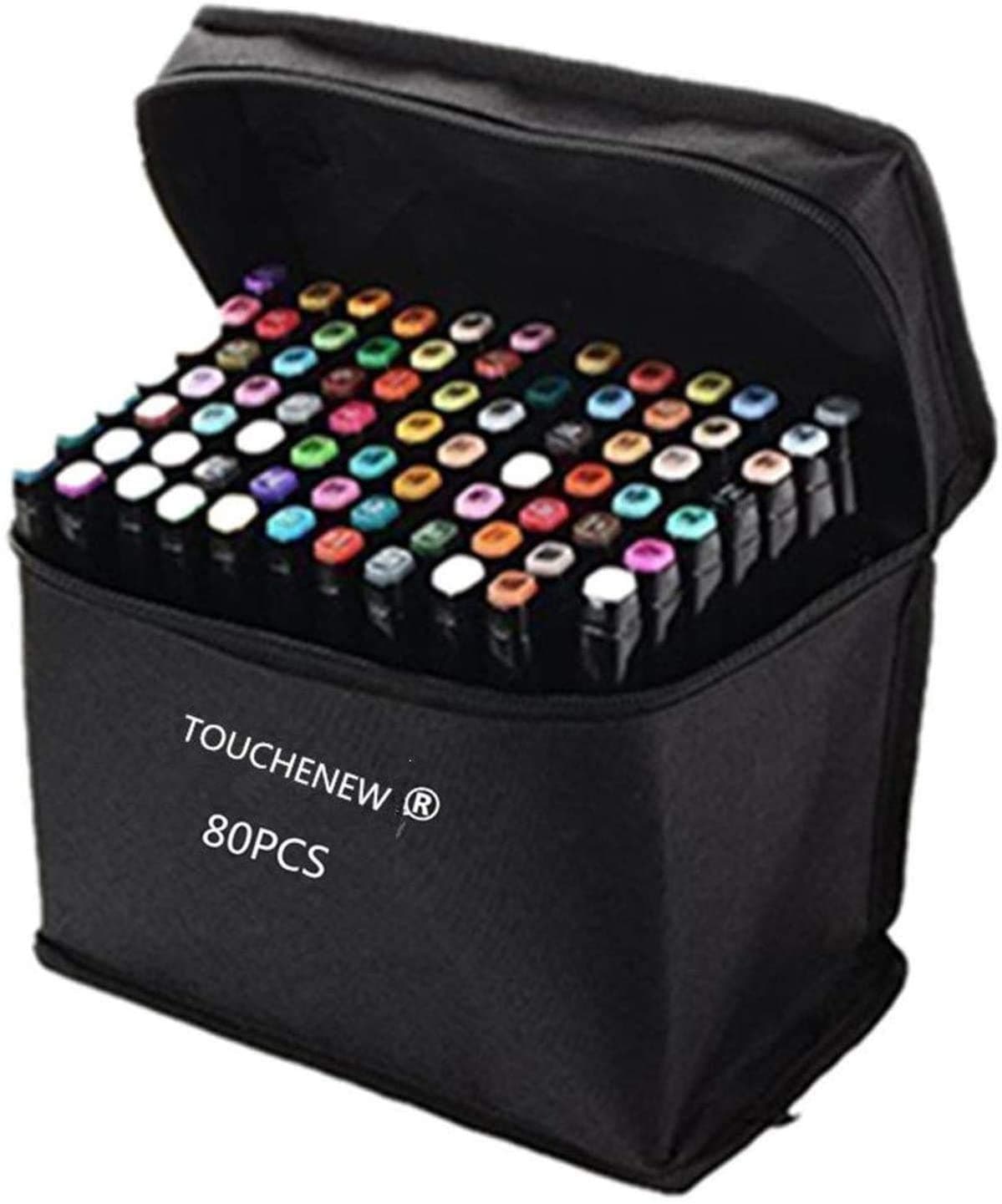 Marbeine TOUCHFIVE TOUCHNEW Marker Animation generation 80 Dual Tip Brush Markers in Bag (5 Pack) Black