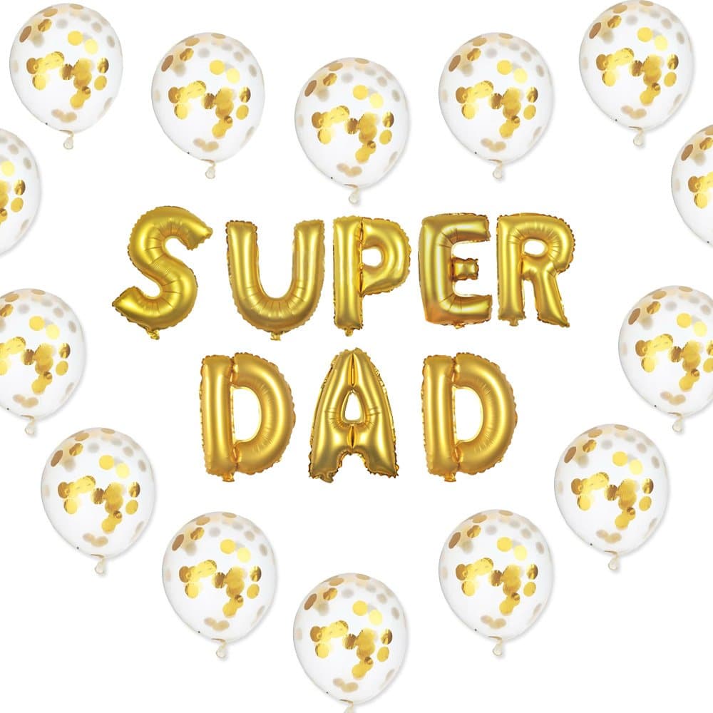 Sharlity Father's Day Balloons - 16" Letter Balloons with 10 Pack 12" Confetti Balloons for Father’s Day Birthday Party Decorations (DAD)