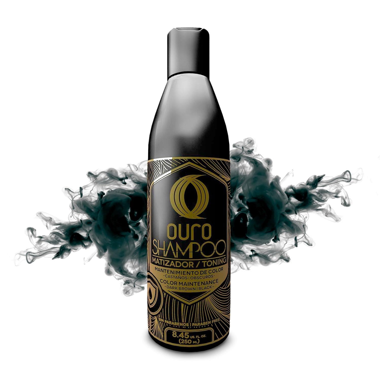 OURO Color-Enhancing Shampoo for Dark Brown & Black Hair – Neutralizes Yellow Tones, Boosts Shine & Intensity, Revitalizes Gray Hair, Protects Color, Use 2-3x Weekly for Best Results (8.45OZ)