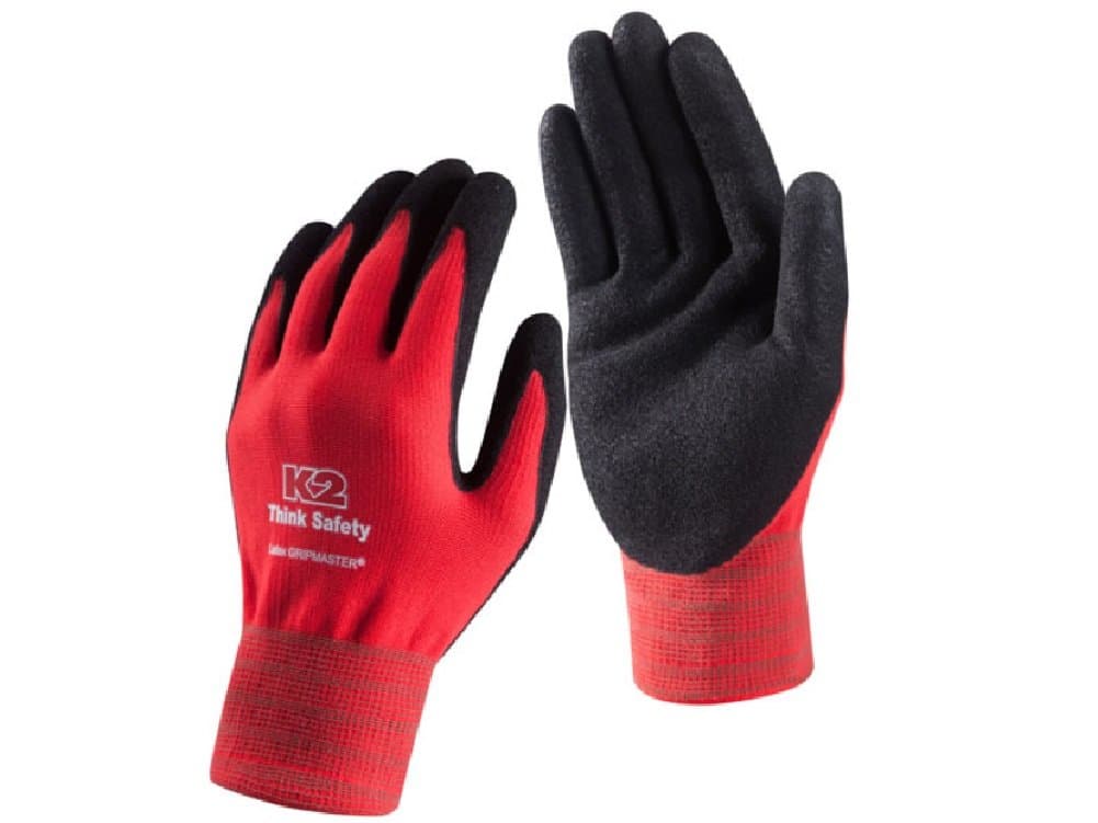 THINK SAFETY / Latex Grip Master, Work And Gardening Gloves (Small, Red)