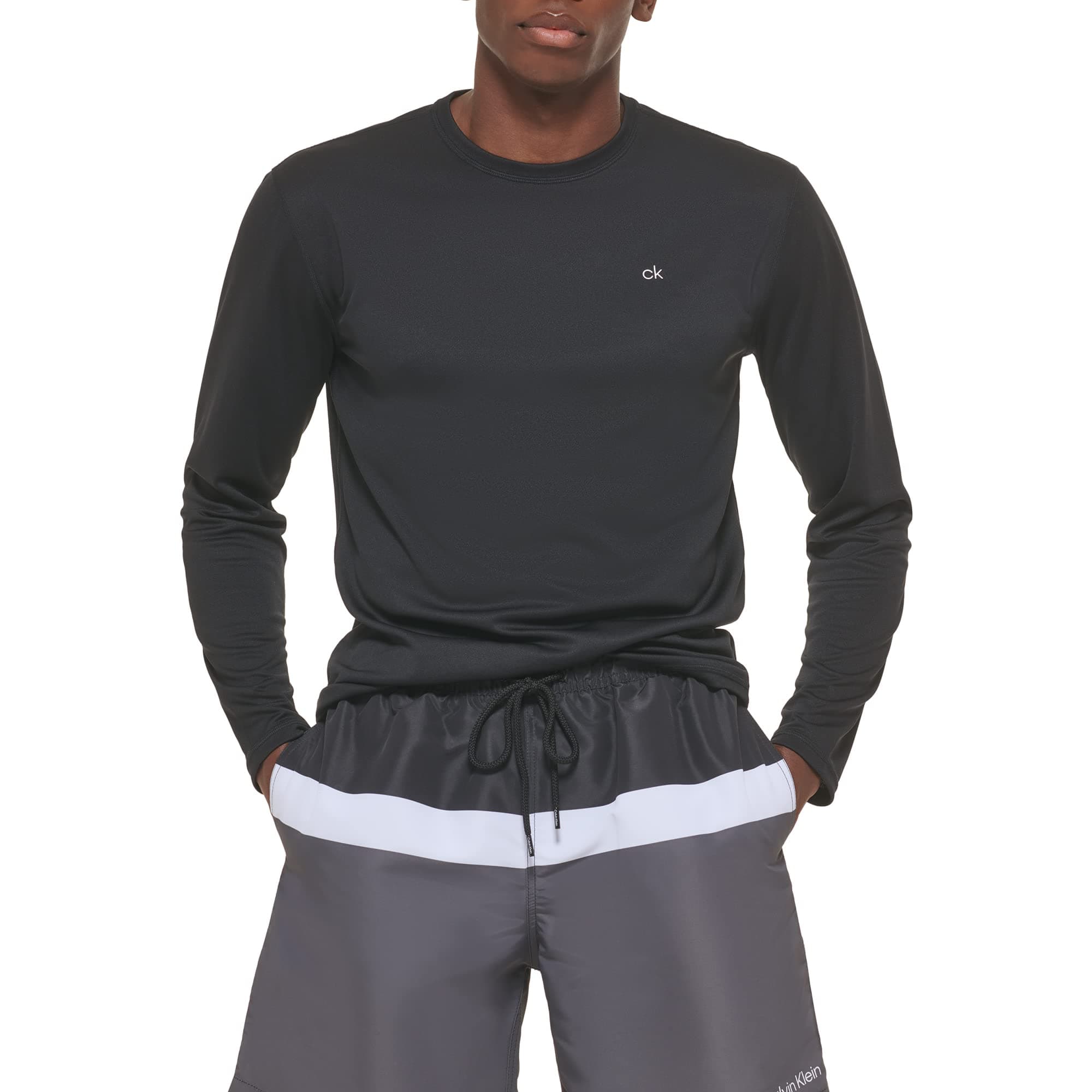 Men's Standard Light Weight Quick Dry Long Sleeve 40+ UPF Protection, Black, Medium