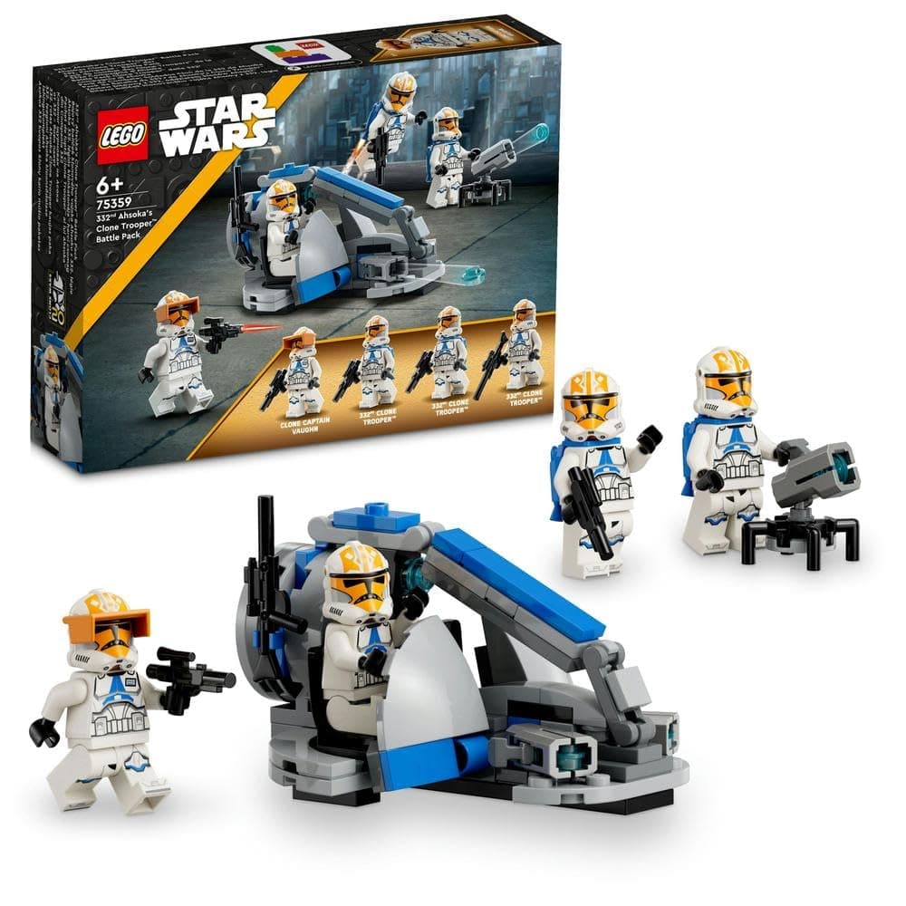 LEGO 75359 Star Wars 332nd Ahsoka's Clone Trooper Battle Pack, The Clone Wars Building Toy Set with Stud-Shooting Speeder Vehicle and Minifigures, Small Gift Idea for Kids Aged 6+