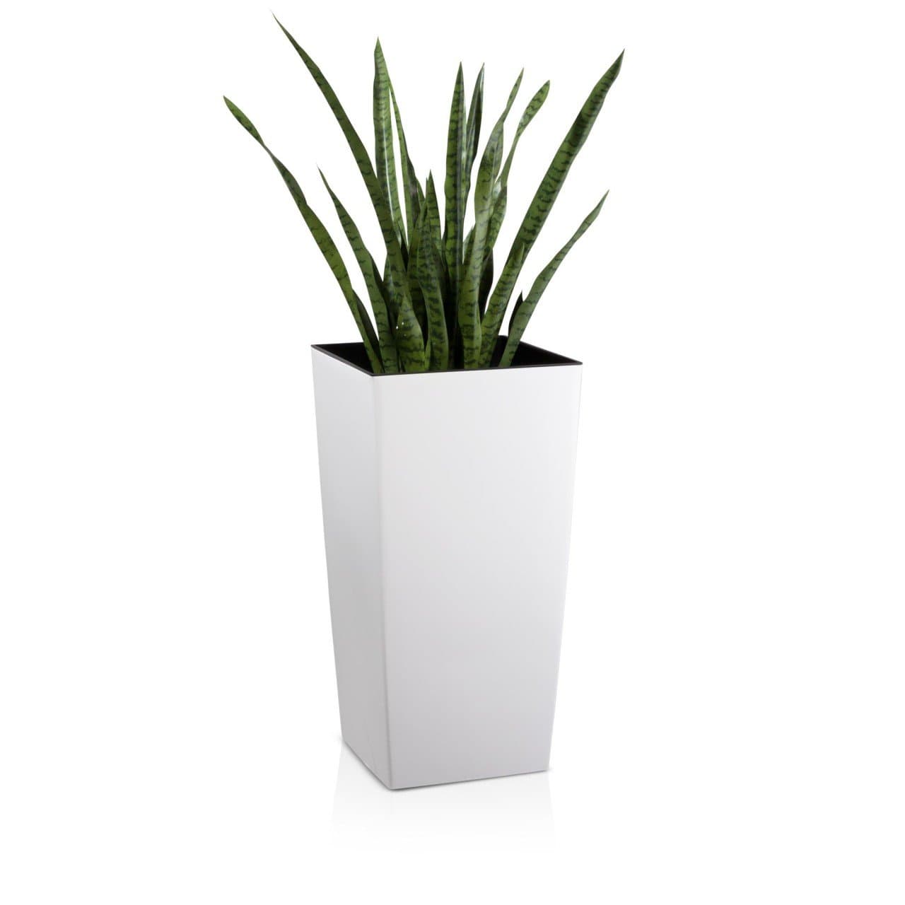 Plastic Planter CONO CASA 75, 40x40x75 cm, Colour: White Polished, Flower Pot with high-Gloss Finish, Plant Pot