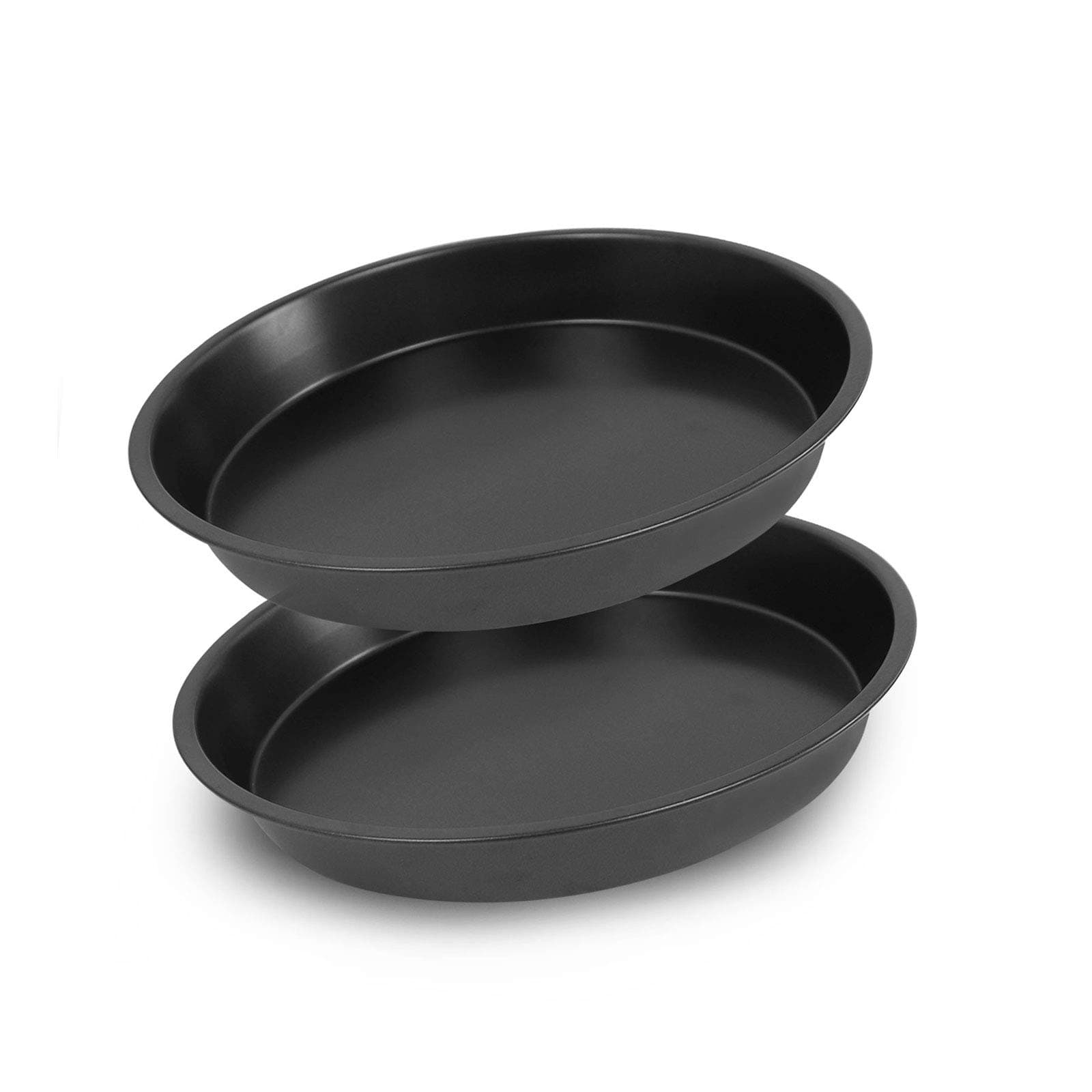 Kslong 2pcs Round Pizza Baking Tray Non Stick Pizza Tray for Oven Carbon Steel Pizza Pan 8inch